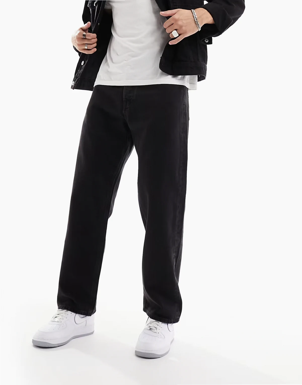 – Alex – Czarne sztywne jeansy baggy