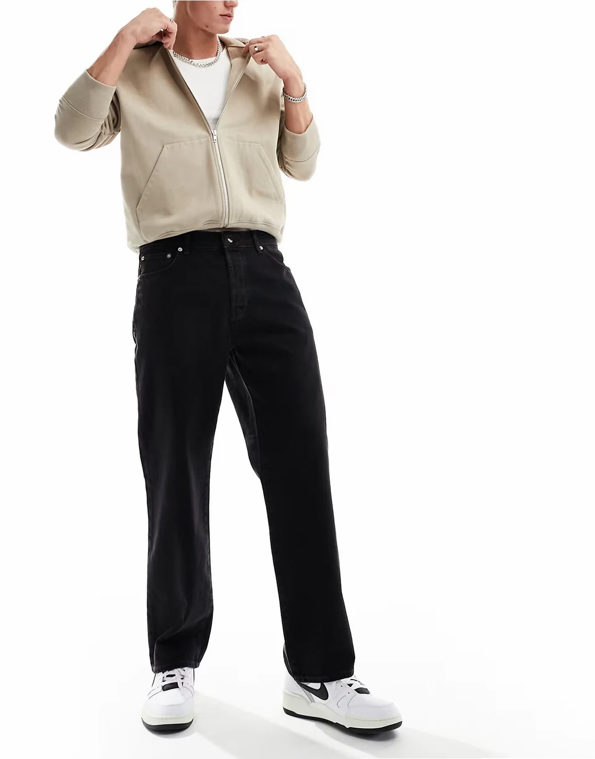 – Fade – Weite Jeans in verwaschenem Schwarz