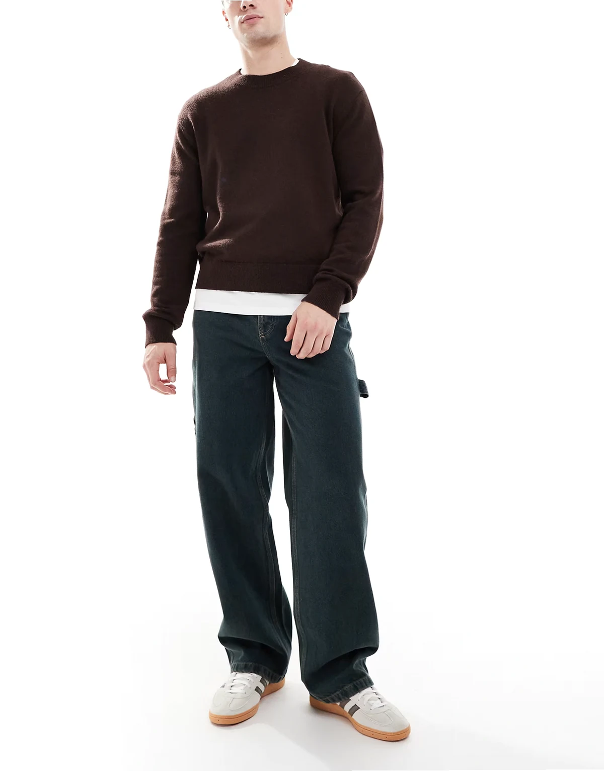 – X011 – Ciemnozielone jeansy typu carpenter ze średnim stanem