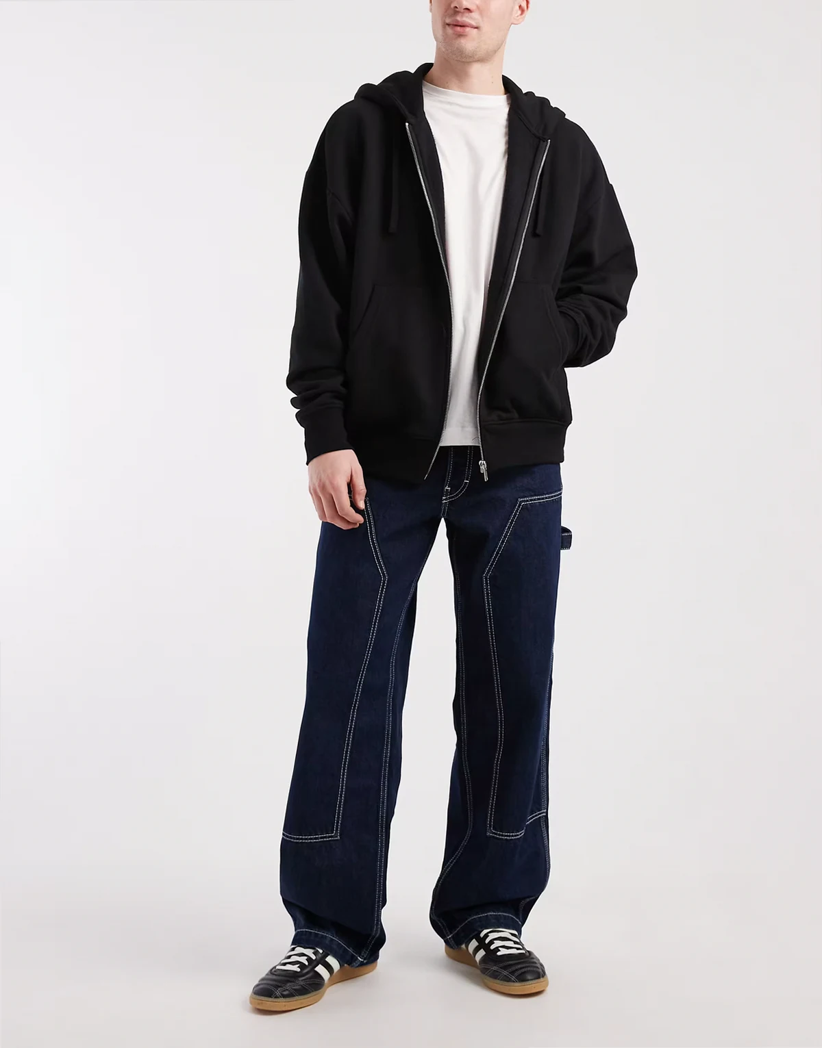 – Jaimie – Locker geschnittene Carpenter-Jeans in dunkelblauer Waschung mit geradem Schnitt