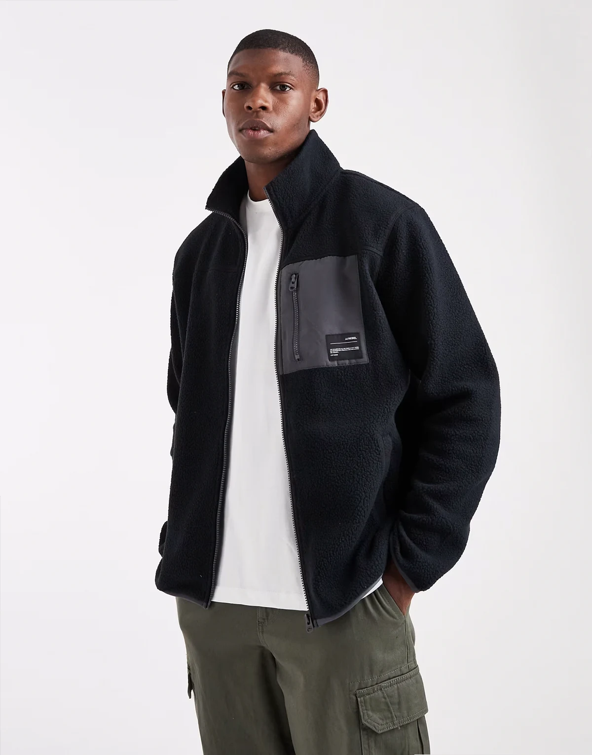 – Fleece-Jacke in Schwarz mit Reißverschluss