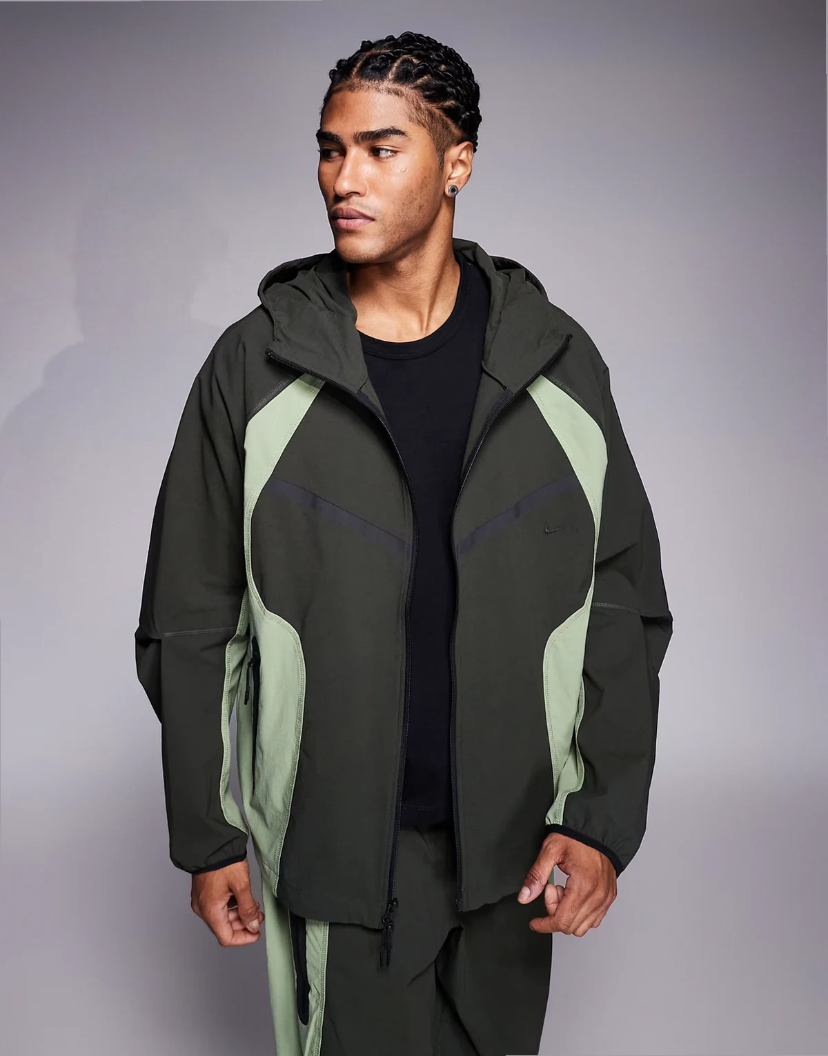 Tech Woven Pro full zip hoodie in dark green