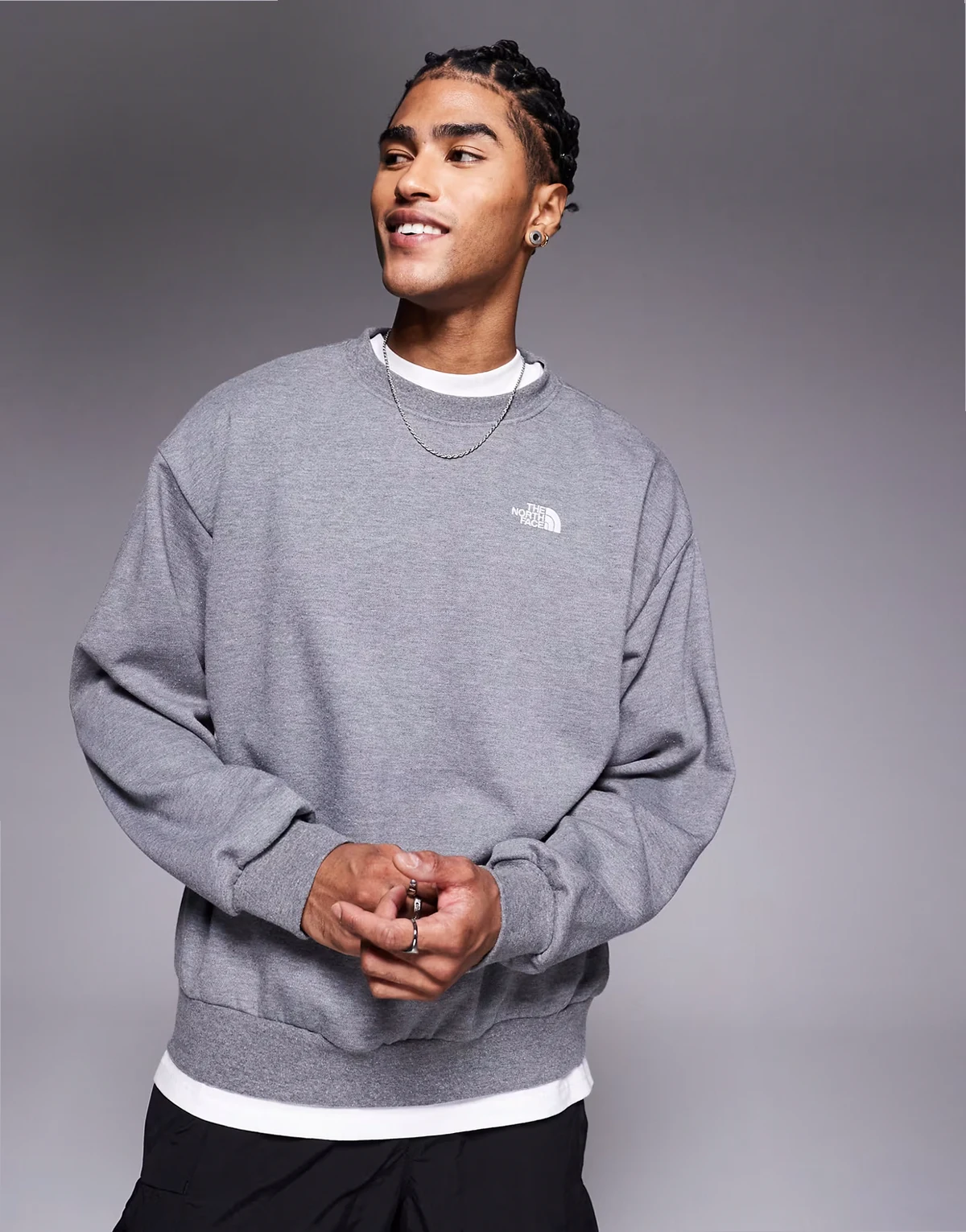 Evolution oversized crew neck sweatshirt in gray