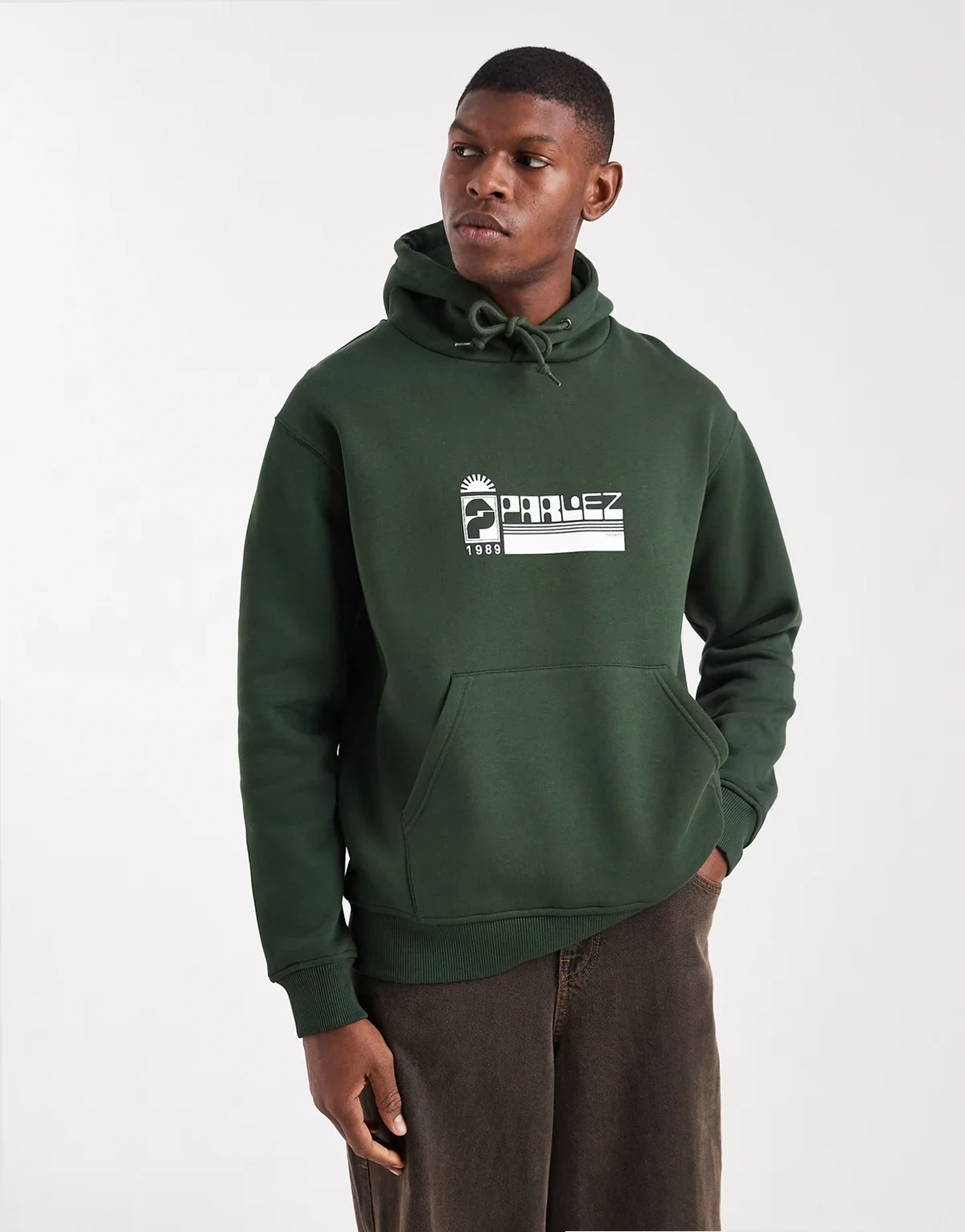 graphic logo hoodie in dark green