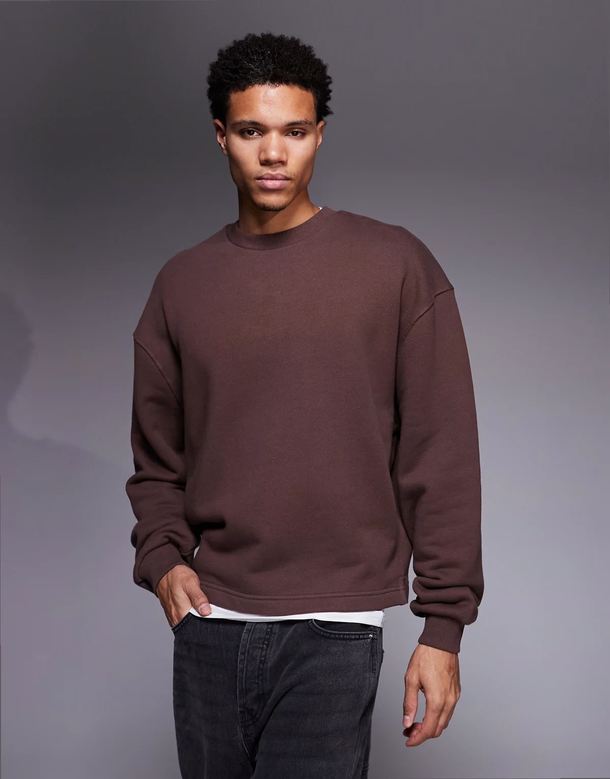 Rest Day heavyweight 420gsm cotton oversized boxy sweatshirt in washed brown