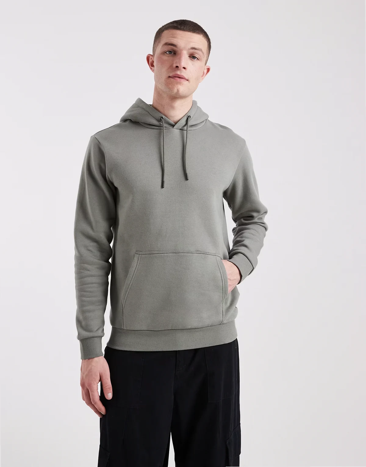 – Kapuzenpullover in Salbeigrau