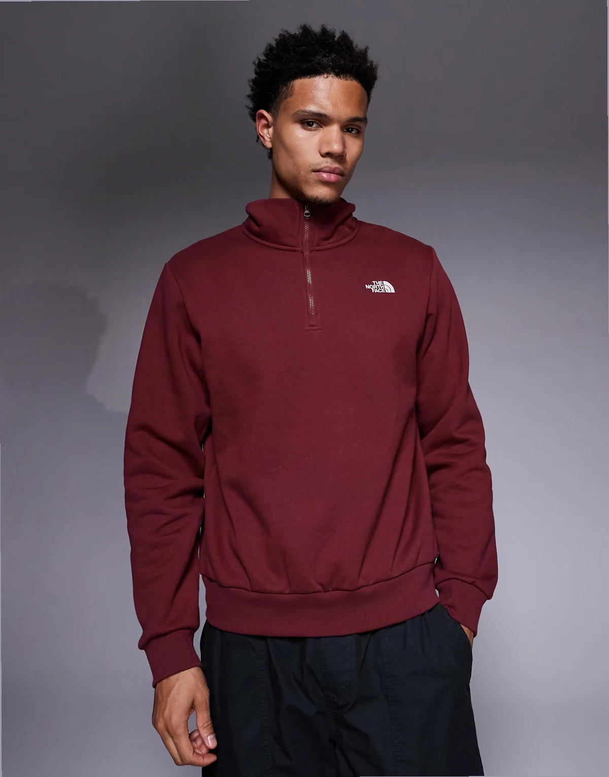 Evolution quarter zip sweatshirt in burgundy