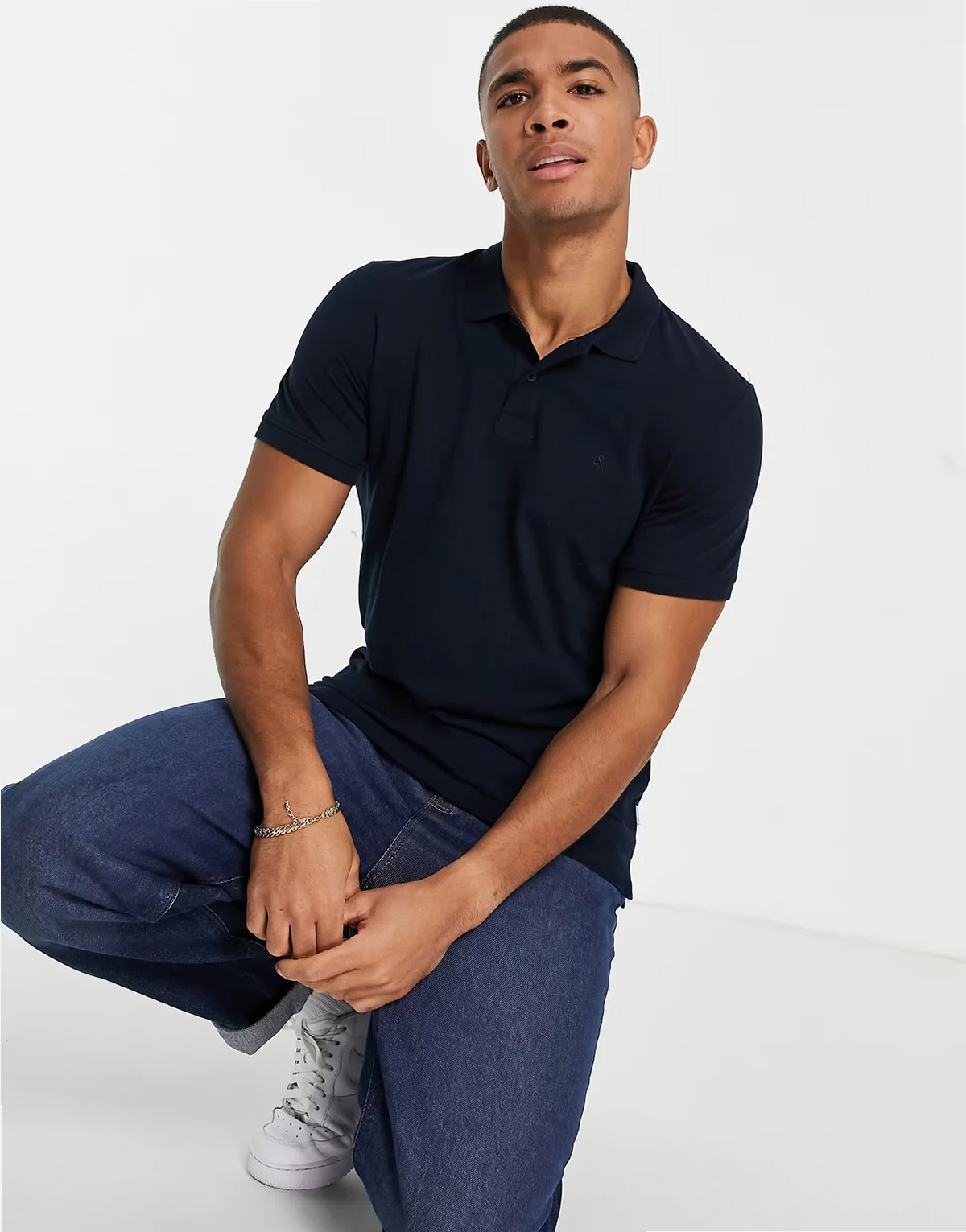 Koszulka polo Jack & Jones Essentials z piki  o dopasownym kroju z logo, granat