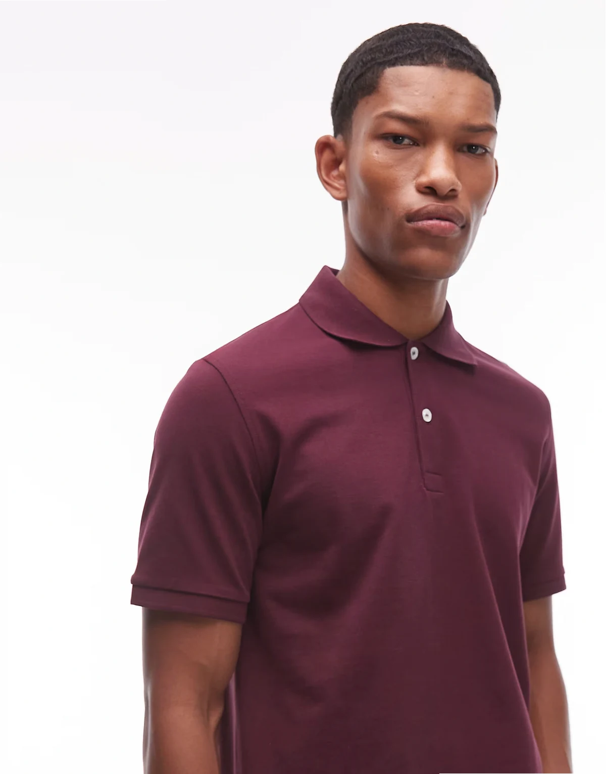 – Kurzärmliges Polohemd aus Piqué-Jersey in Burgunderrot