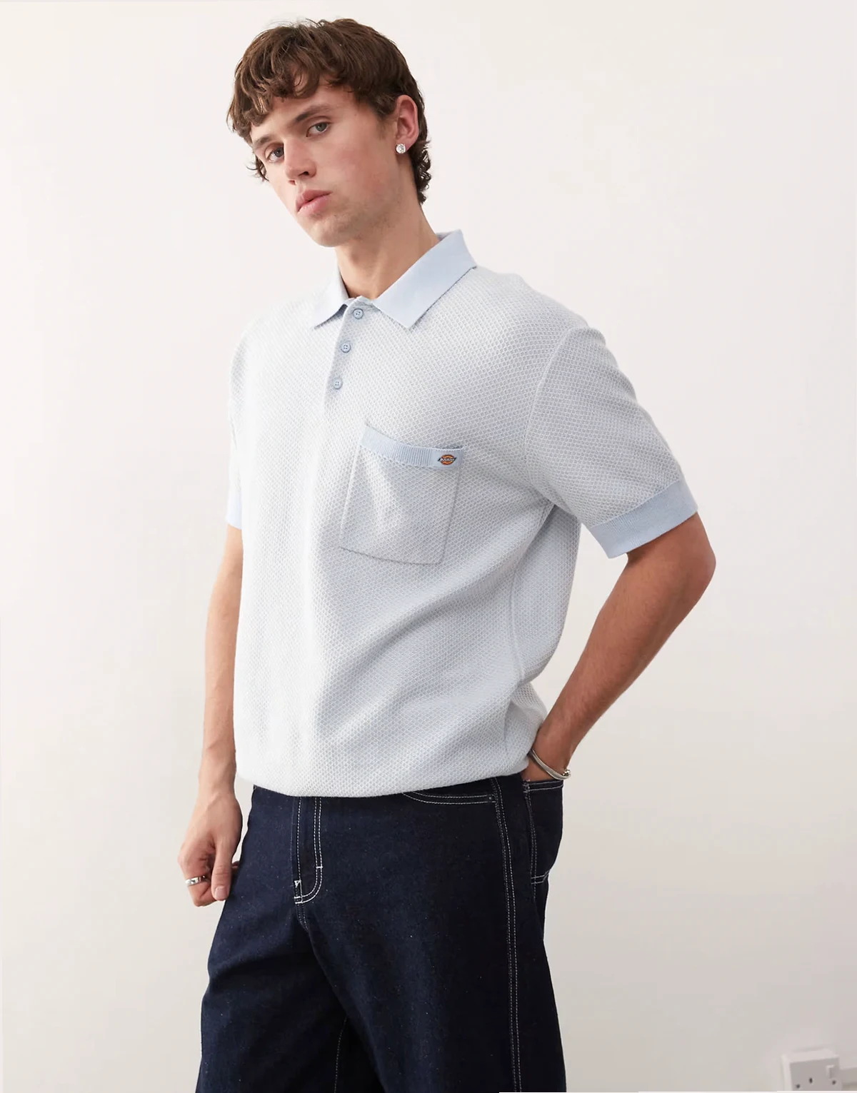 Rocky knit polo in light blue