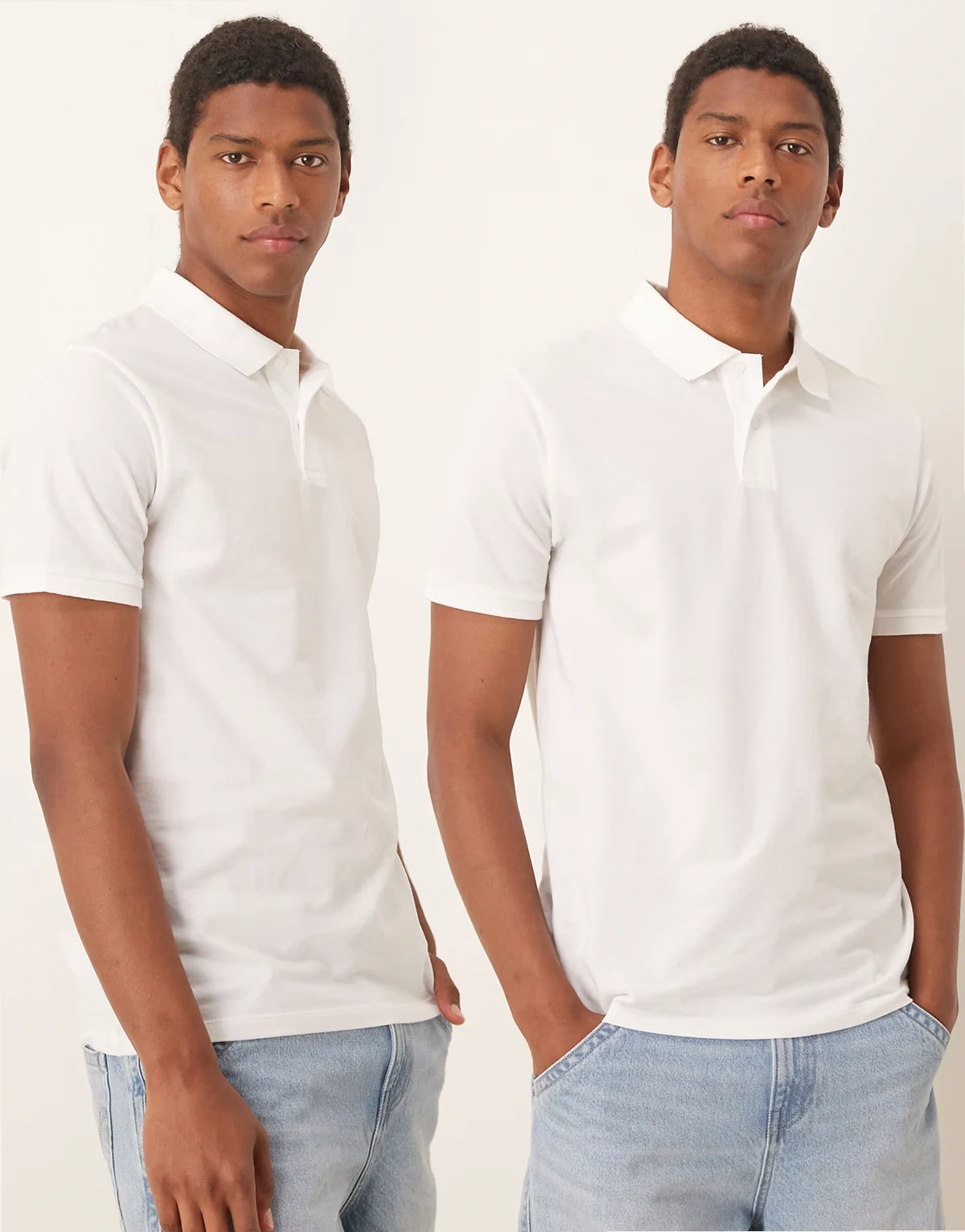 – 2er-Pack Basic-Polohemden aus Pikee in Weiß
