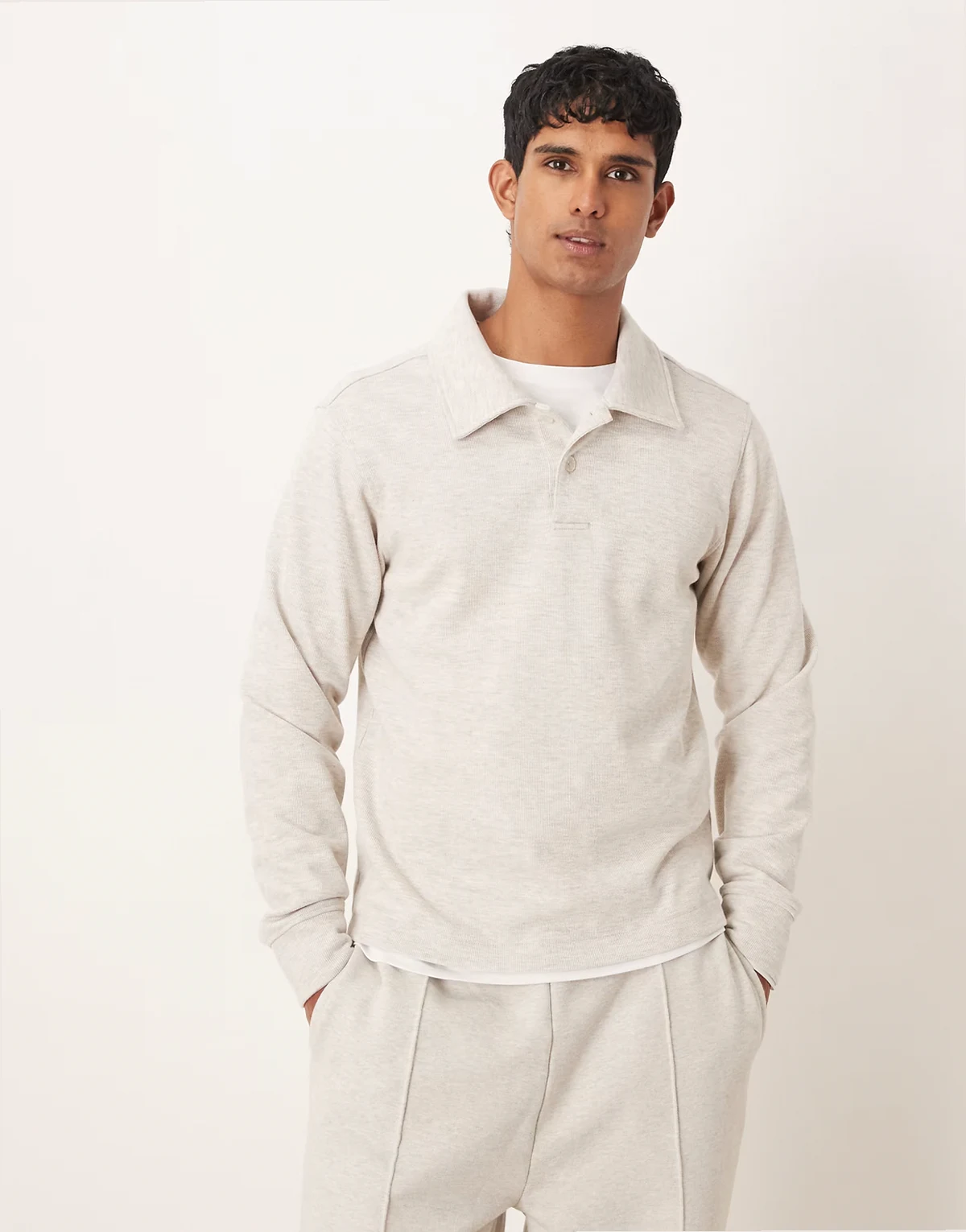 – Classic – Polo-Sweatshirt in Ecru