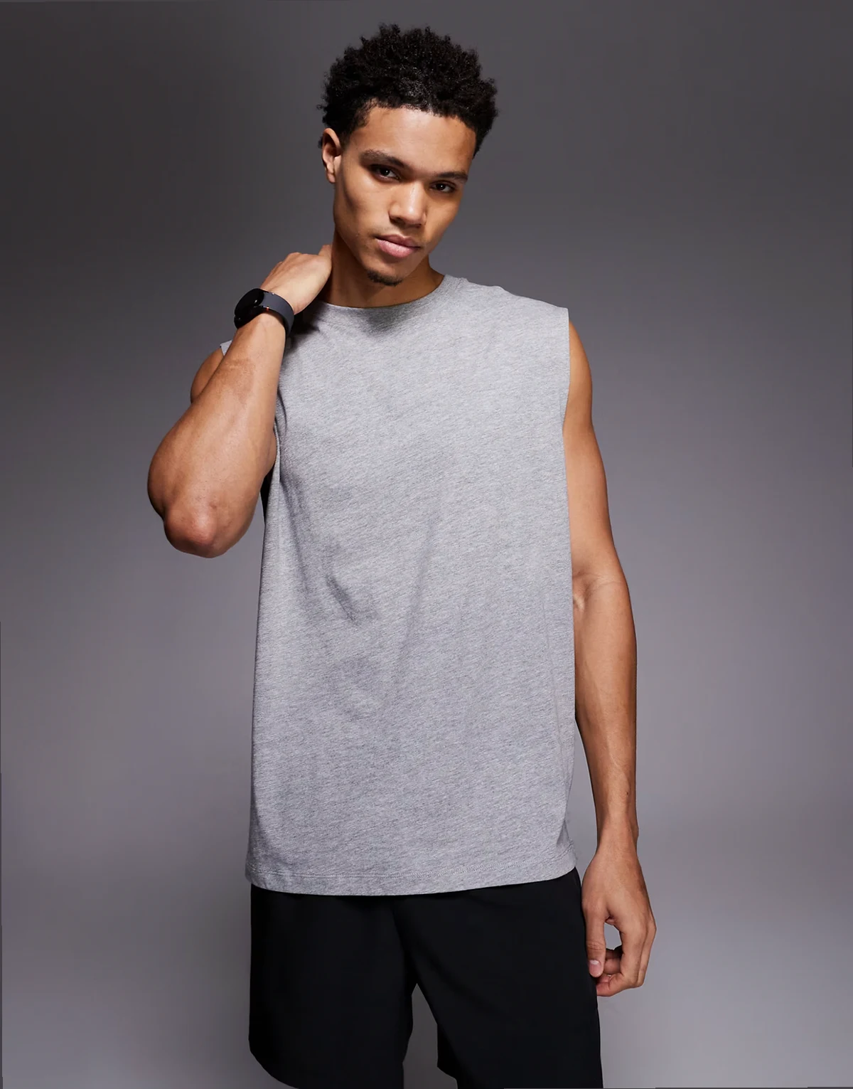 Icon cotton oversized pump training tank with quick dry finish in gray heather