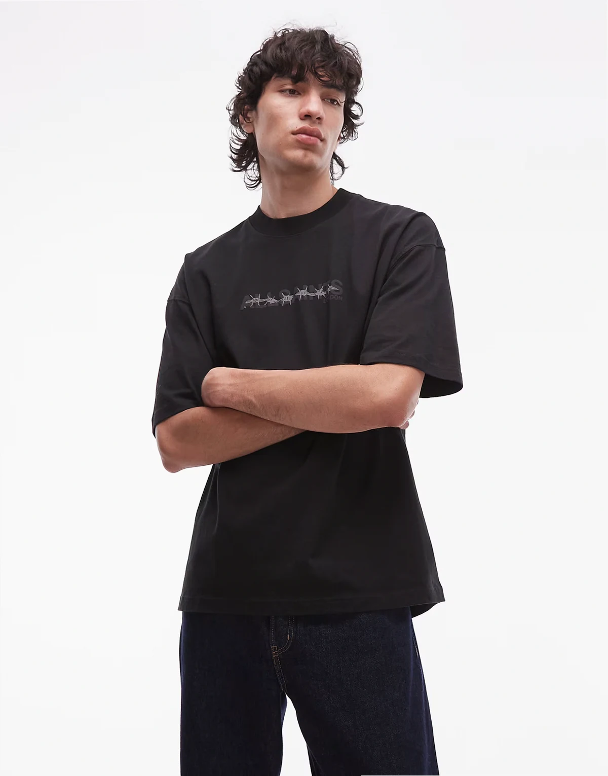 – Deterent – T-Shirt in verwaschenem Schwarz