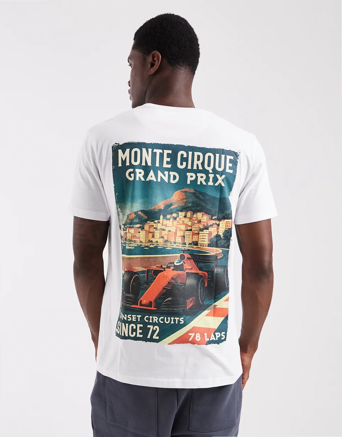 short sleeve racing graphic t-shirt in white