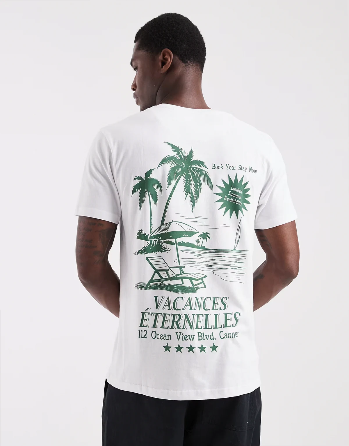 – T-Shirt in Weiß mit „Vacances“-Print