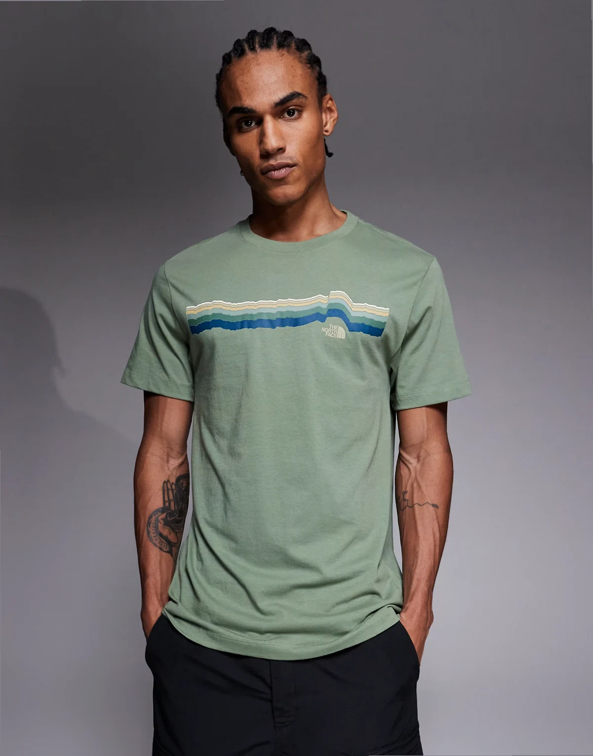 Evolution Sunrise front and back prints tee in green