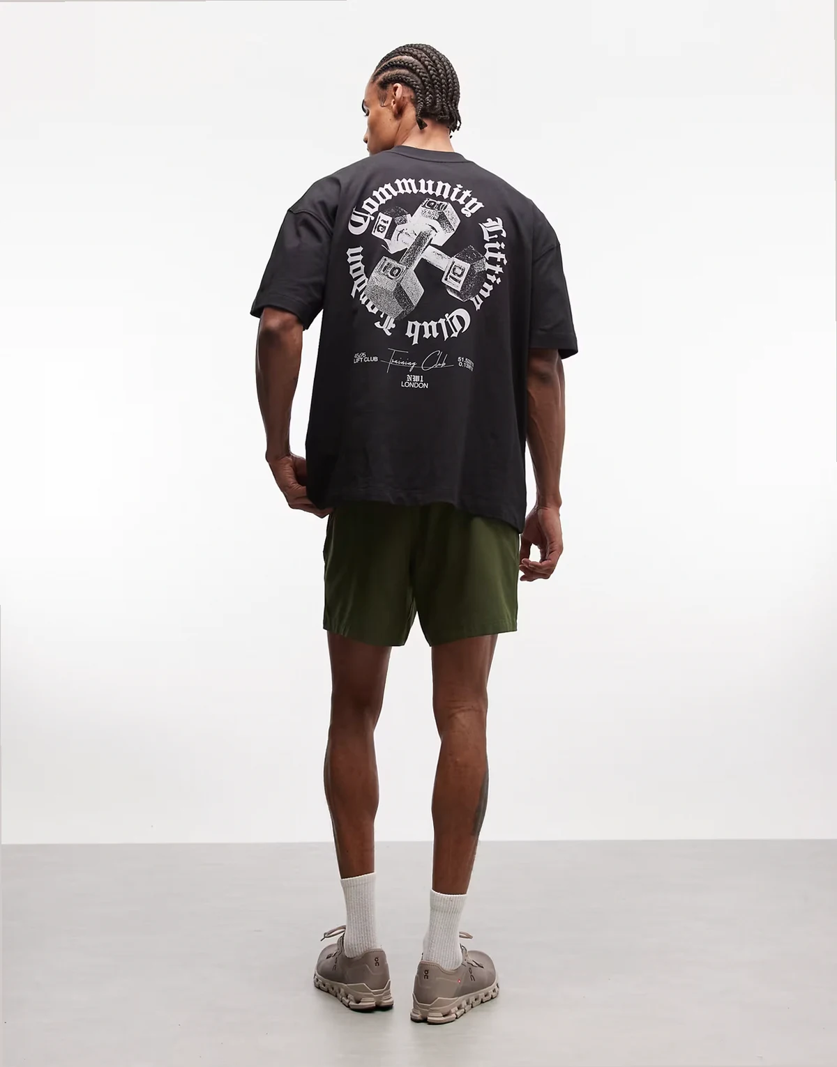 – Czarny szybkoschnący T-shirt oversize z grafiką na plecach z grubej bawełny