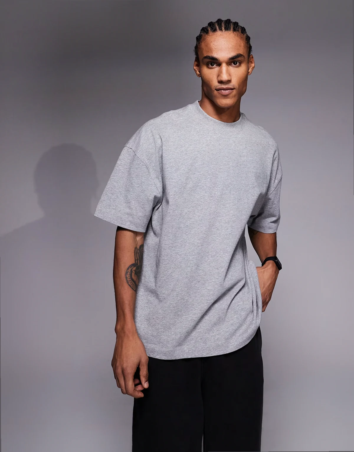 Icon heavyweight cotton oversized t-shirt with quick dry finish in light heather gray