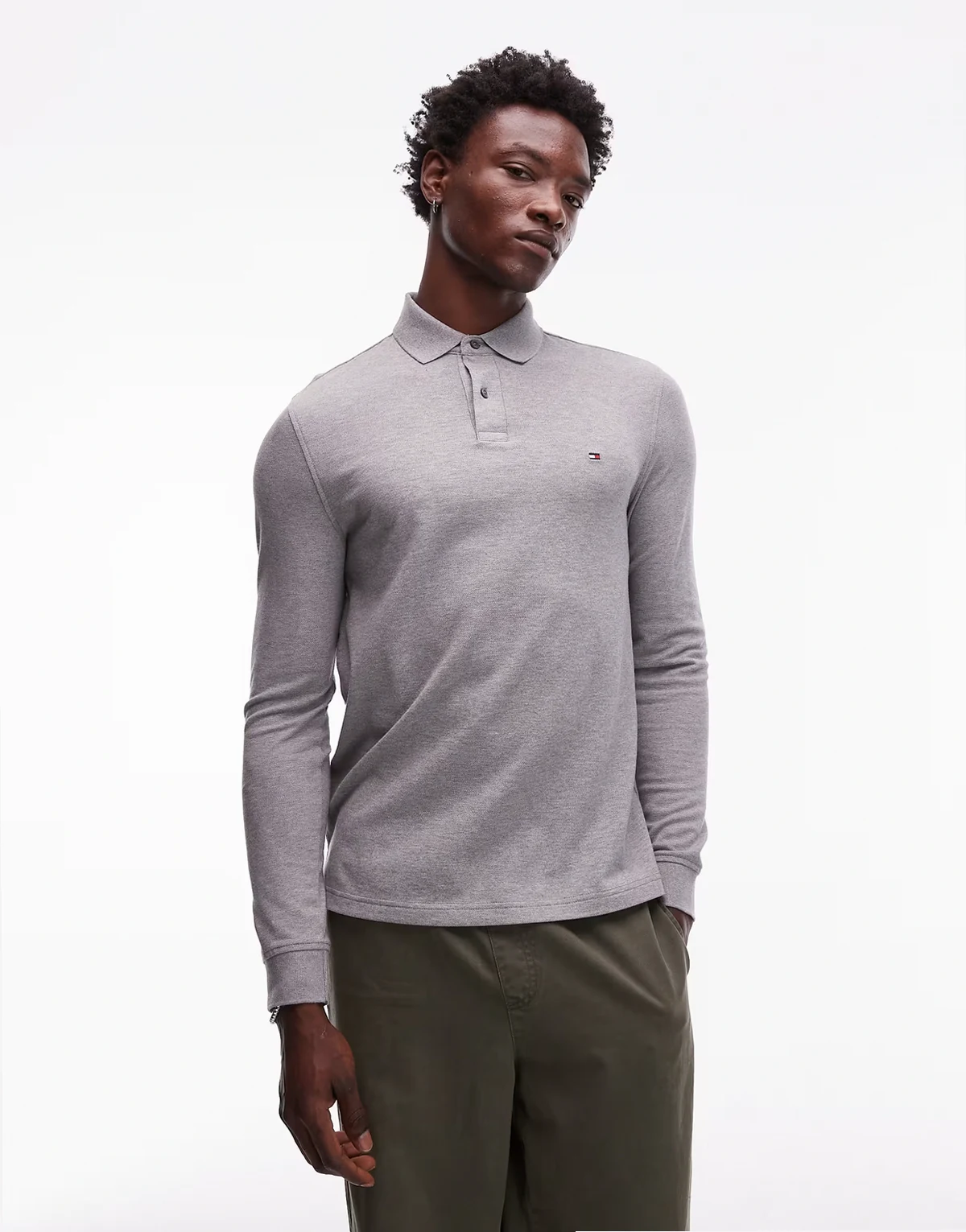 – 1985 – Szara koszulka polo o regularnym kroju z długim rękawem