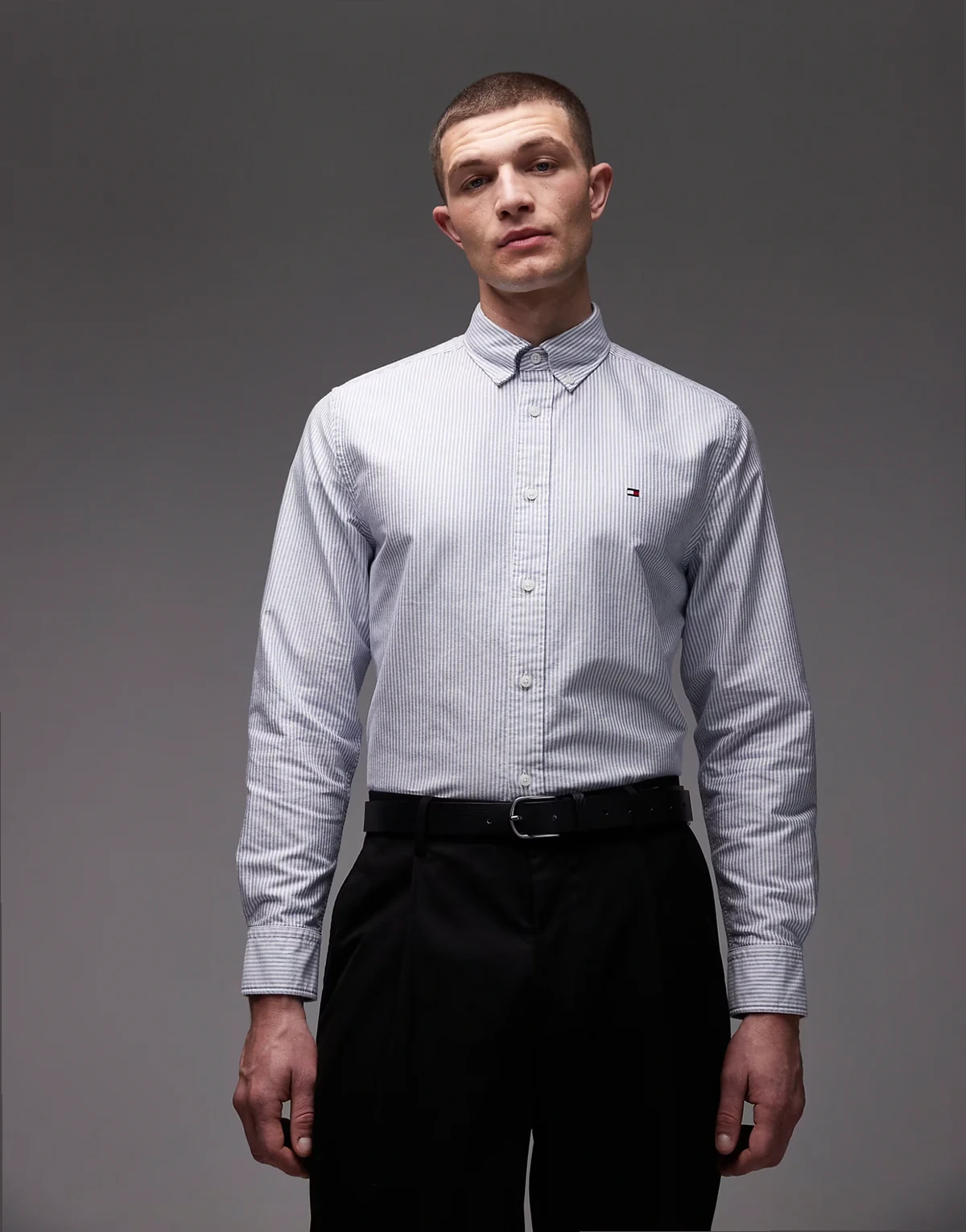 – Heritage – Jasnoniebieska koszula oxford z długimi rękawami