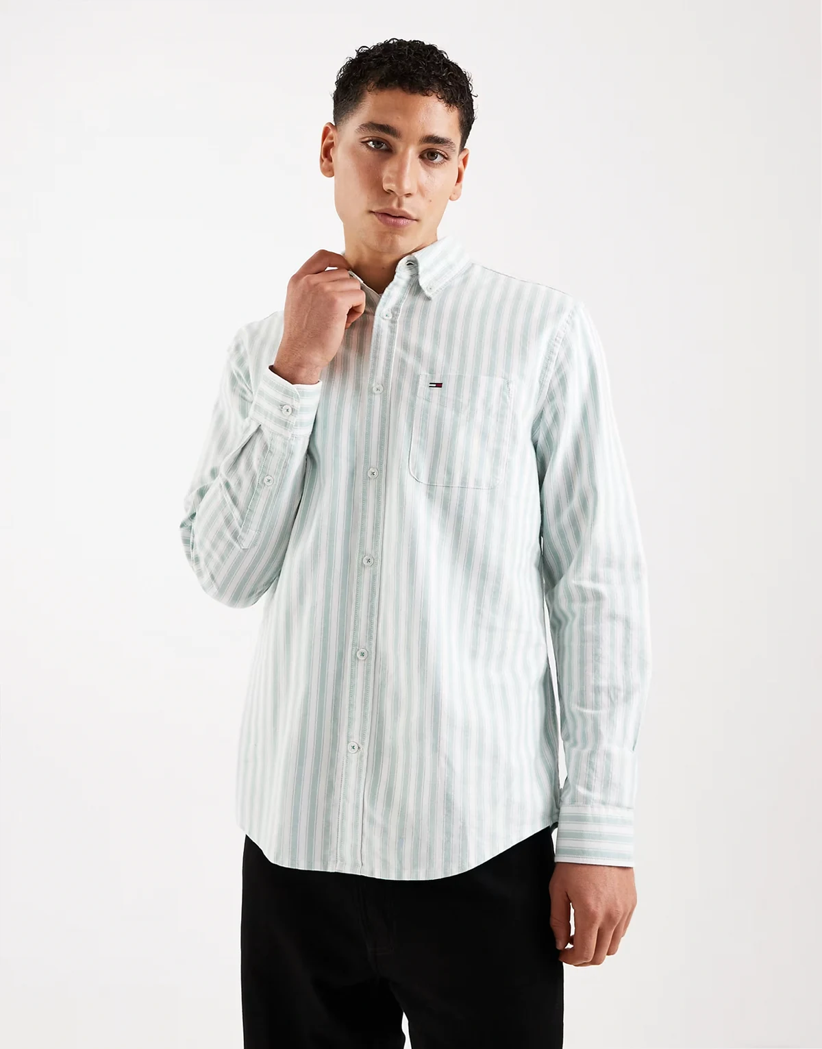oxford shirt in green stripes