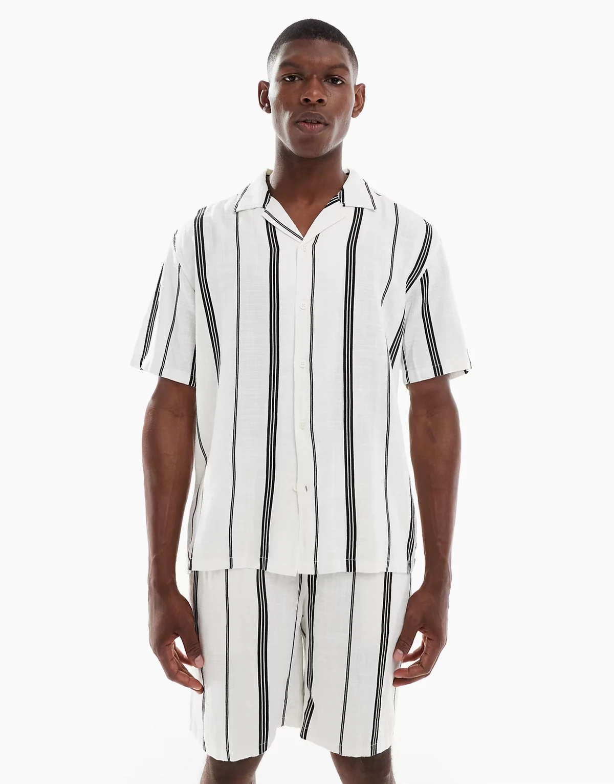 linen look shirt in mono stripe - part of a set