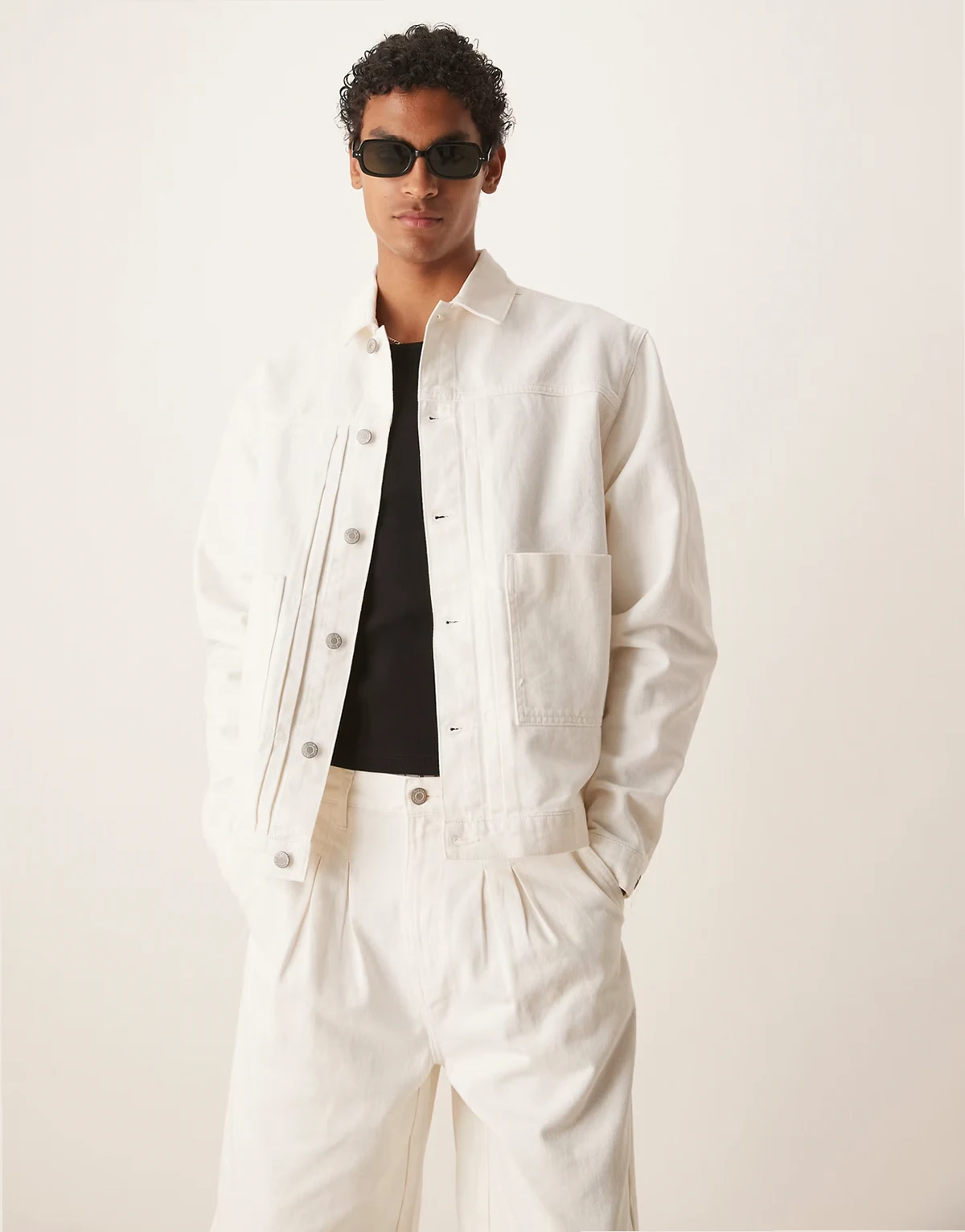 pleated harrington jacket in ecru - part of a set