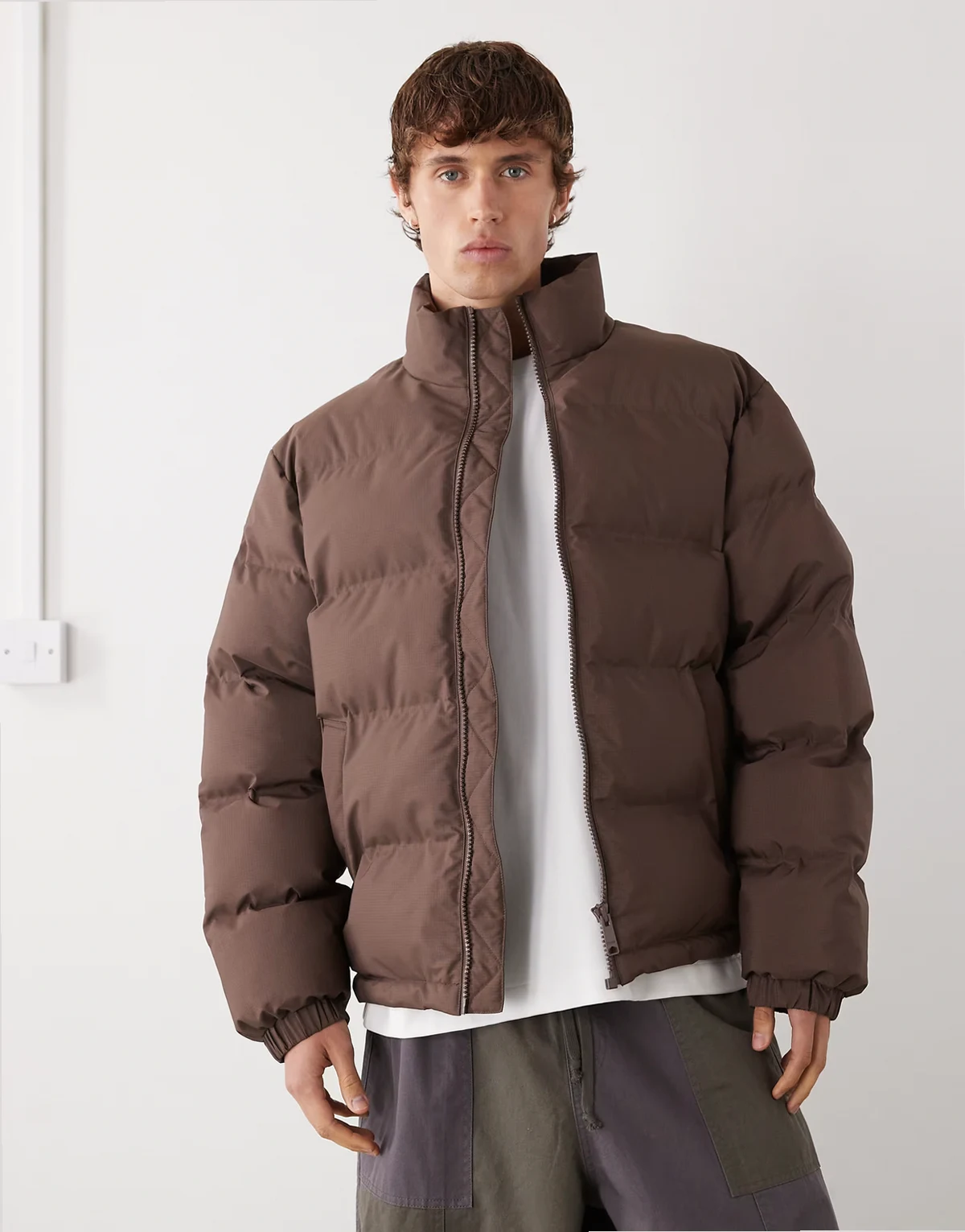Cole puffer jacket in dark brown