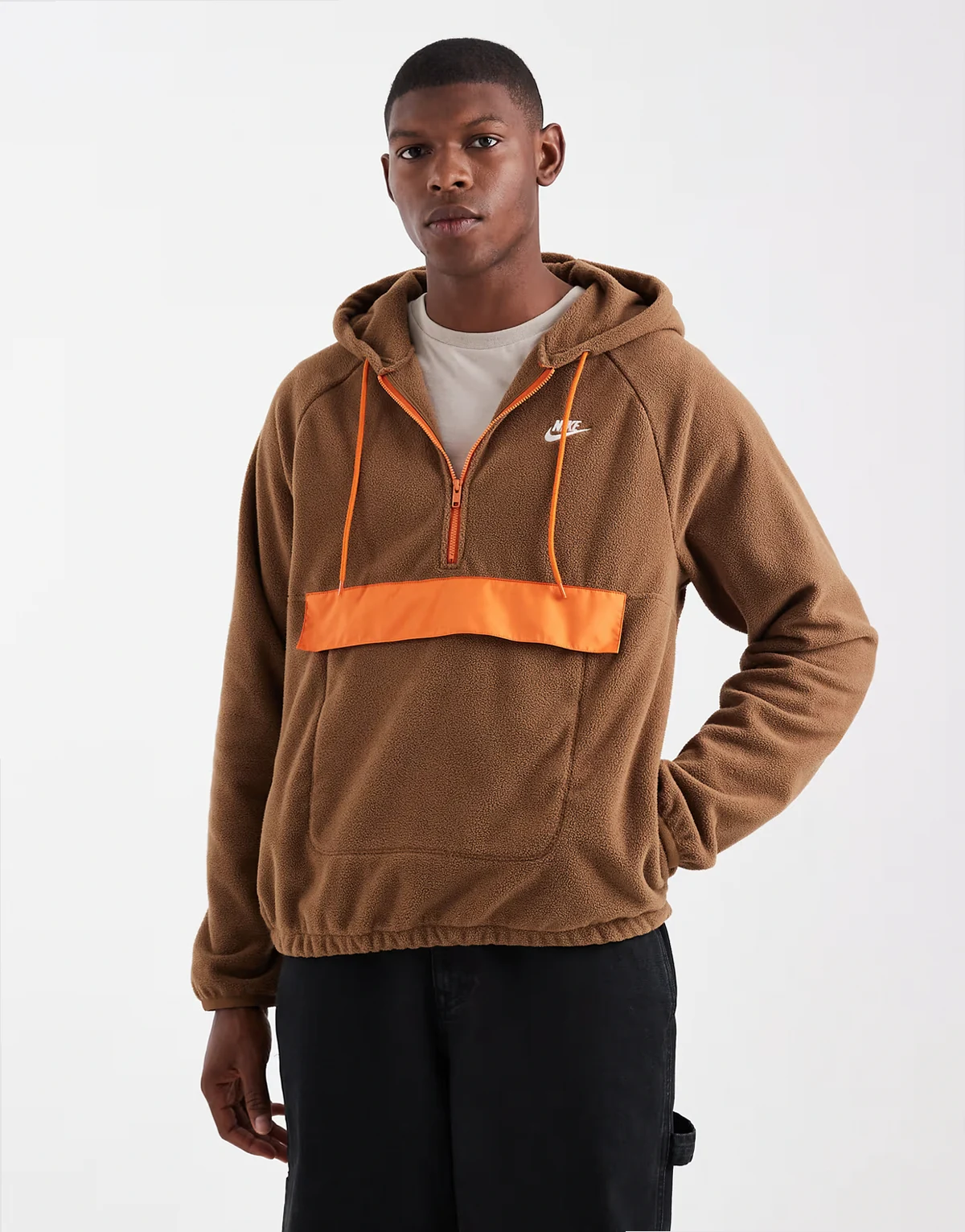 Club half zip fleece in brown