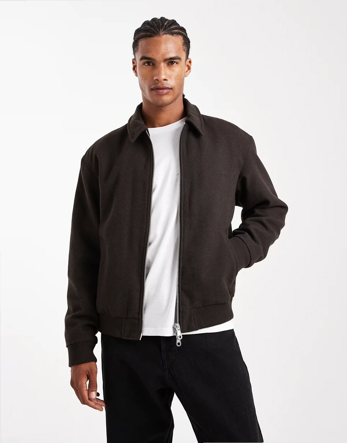 harrington bomber jacket in dark brown