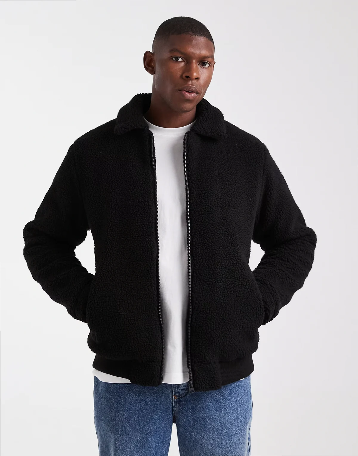 borg bomber jacket in black