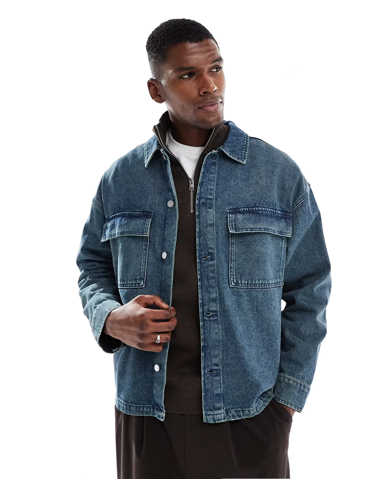 boxy denim jacket in blue