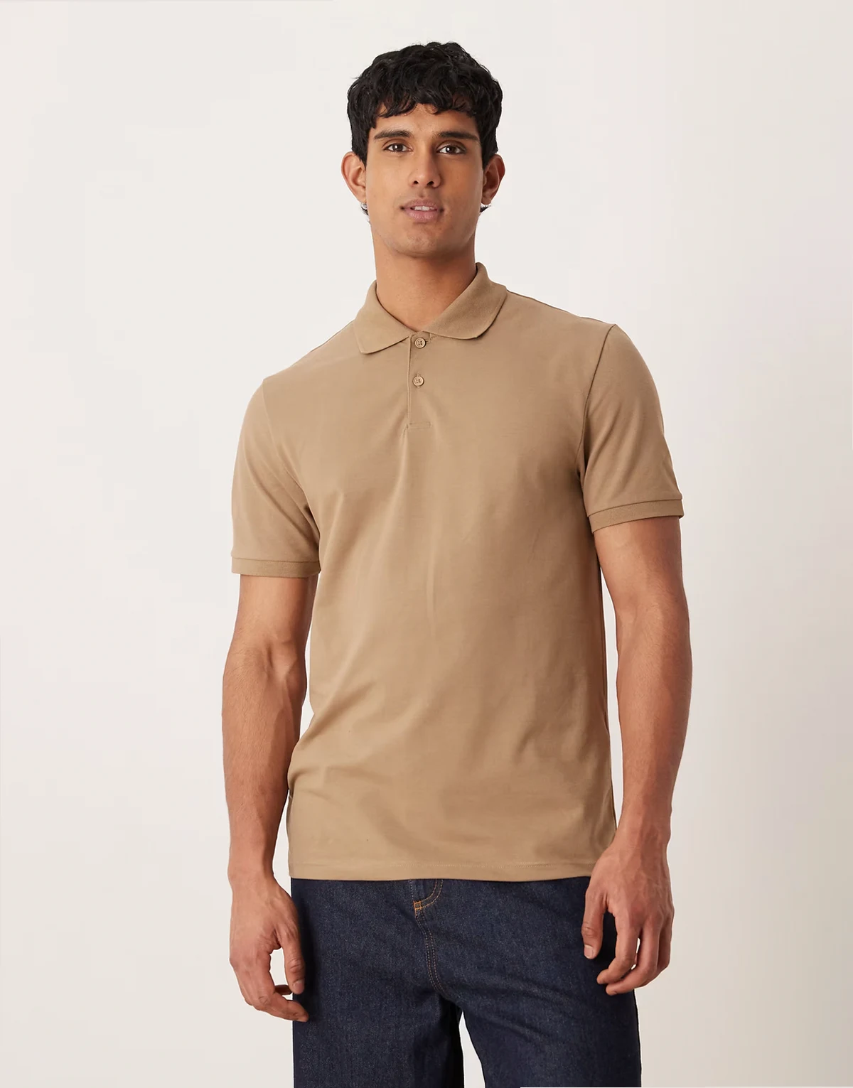 – Basic-Polohemd aus Pikee in Braun