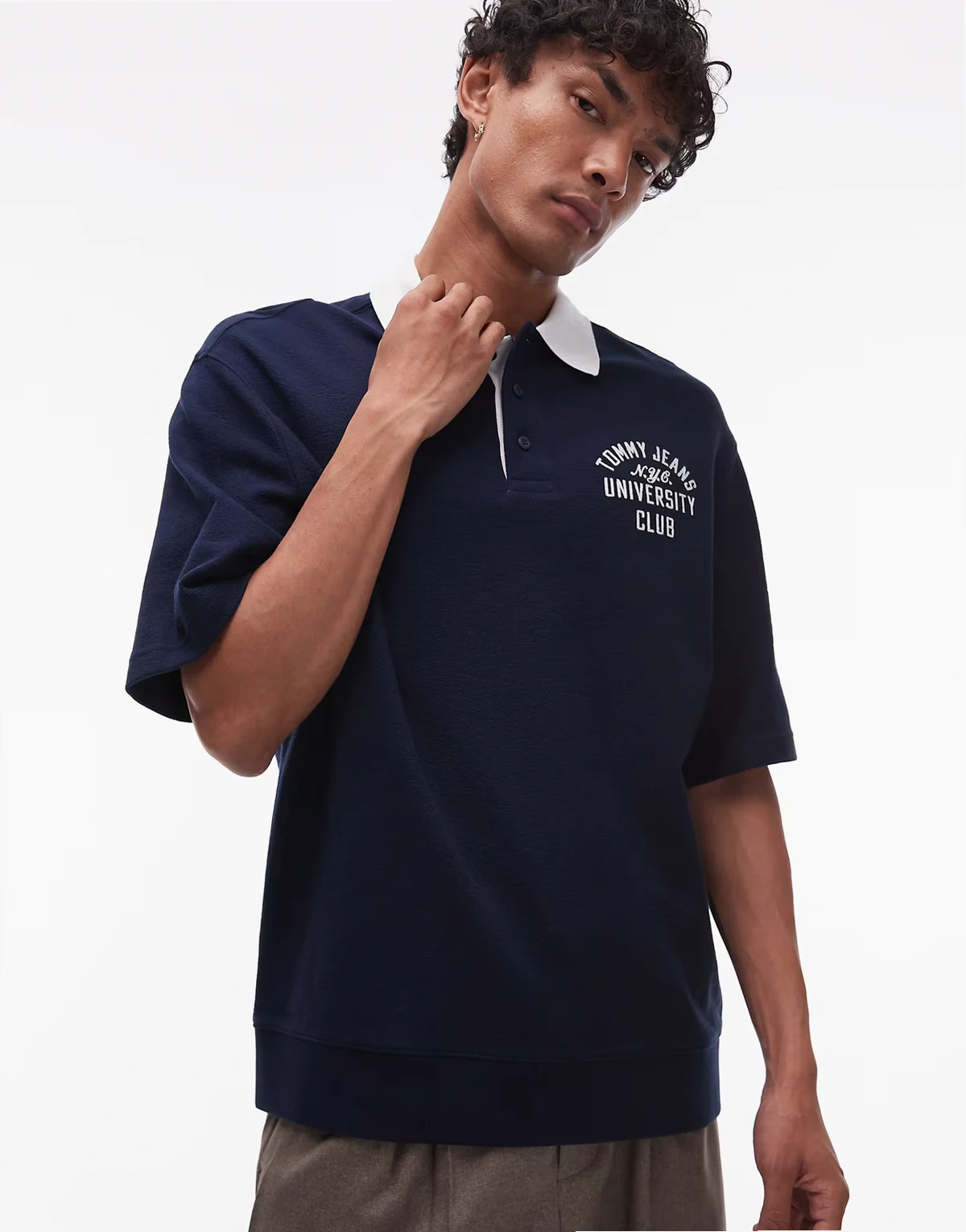 – University Club – Rugby-Oberteil in Marineblau mit Polokragen