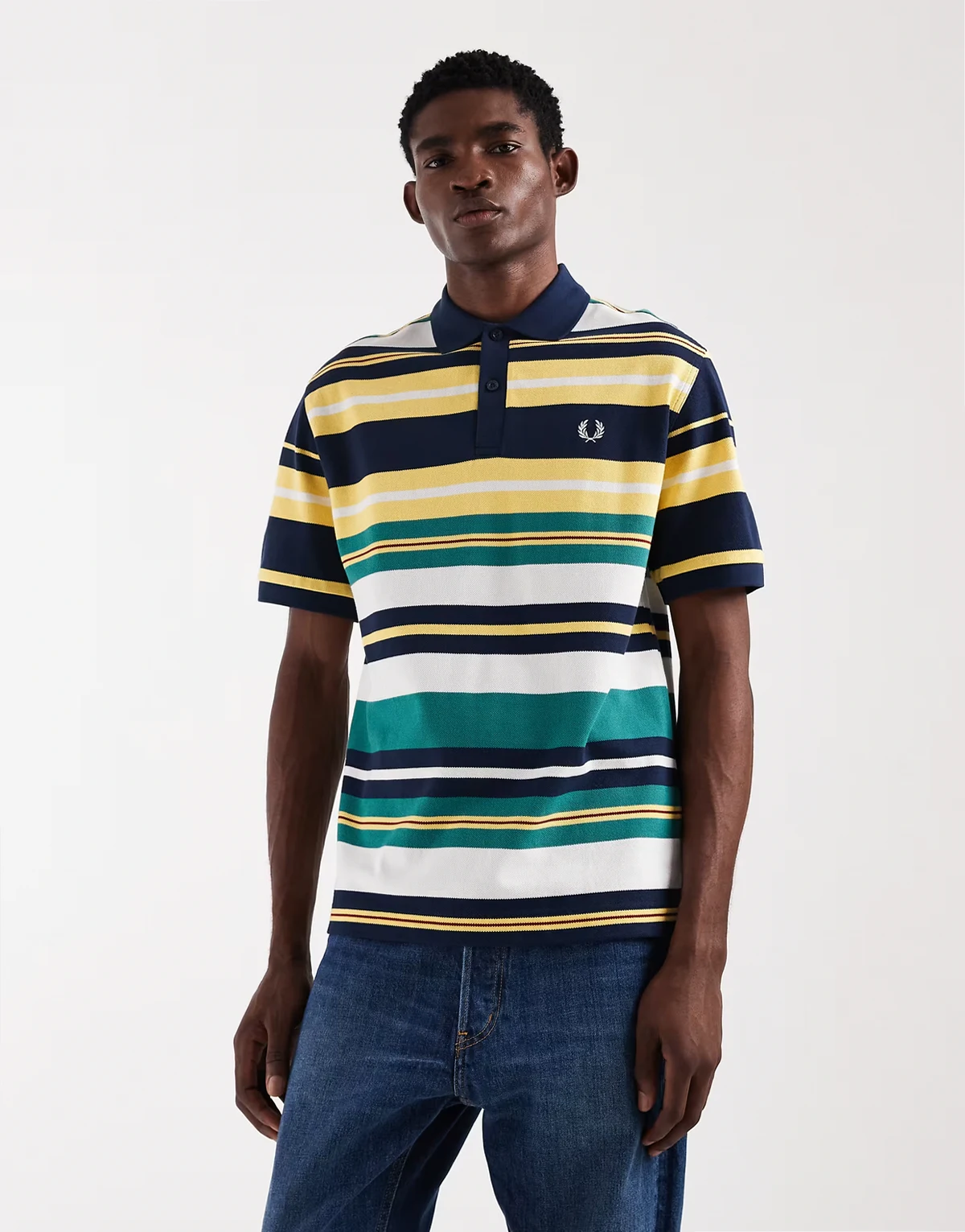 Sports relaxed fit striped logo polo shirt in multi