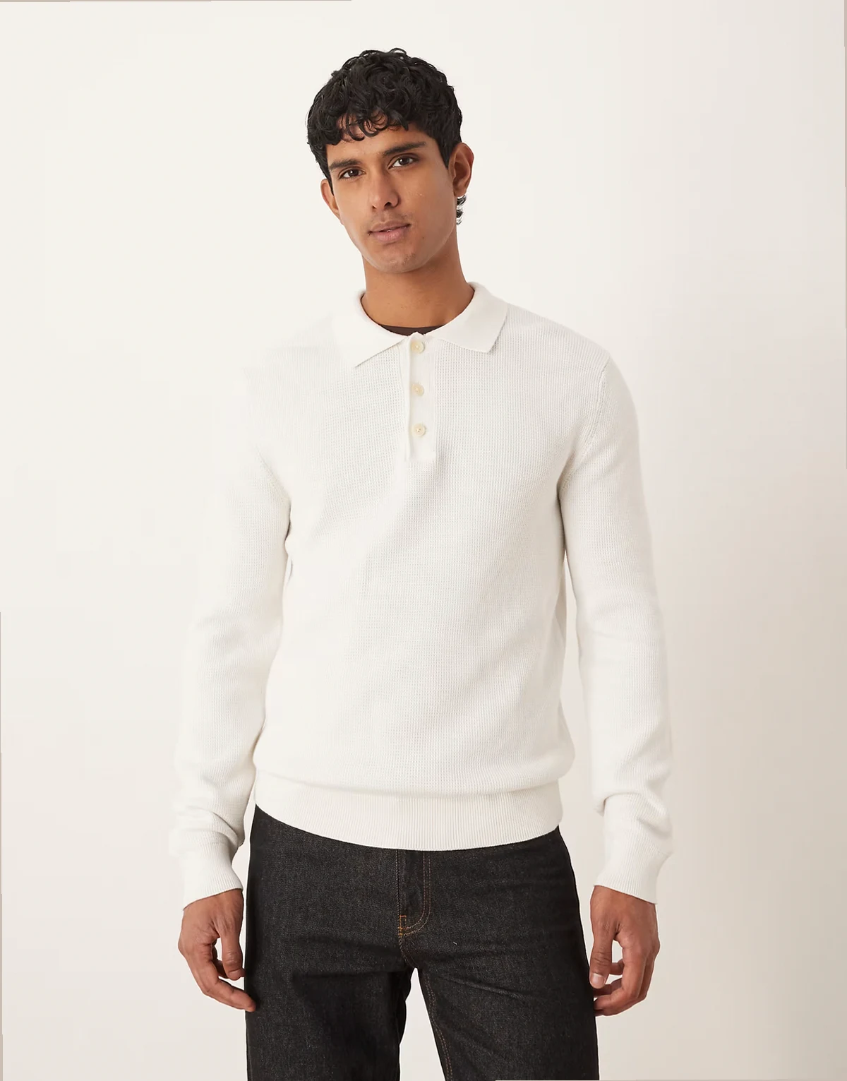 100% cotton knit polo shirt in cream