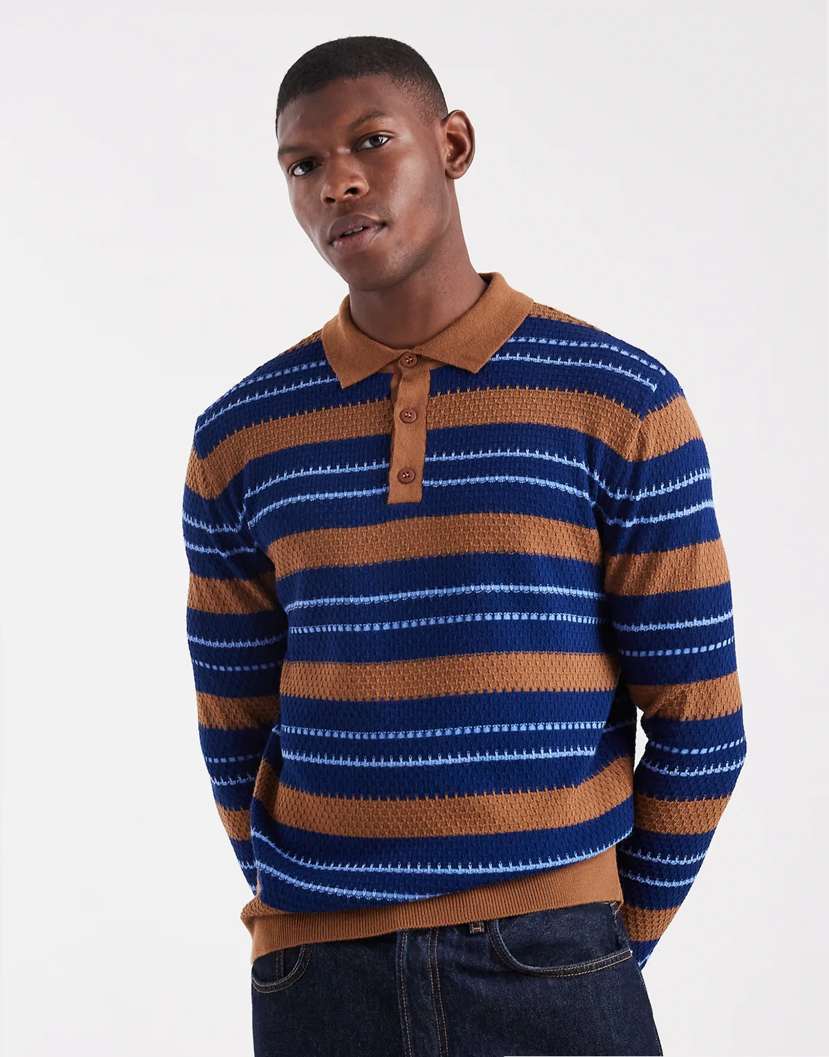 – Gesteiftes Relaxed-Fit-Polohemd aus Strickstoff in Hellbraun
