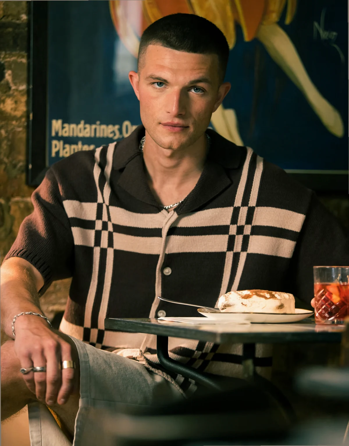 – Kariertes, lässig geschnittenes Strickhemd in Braun