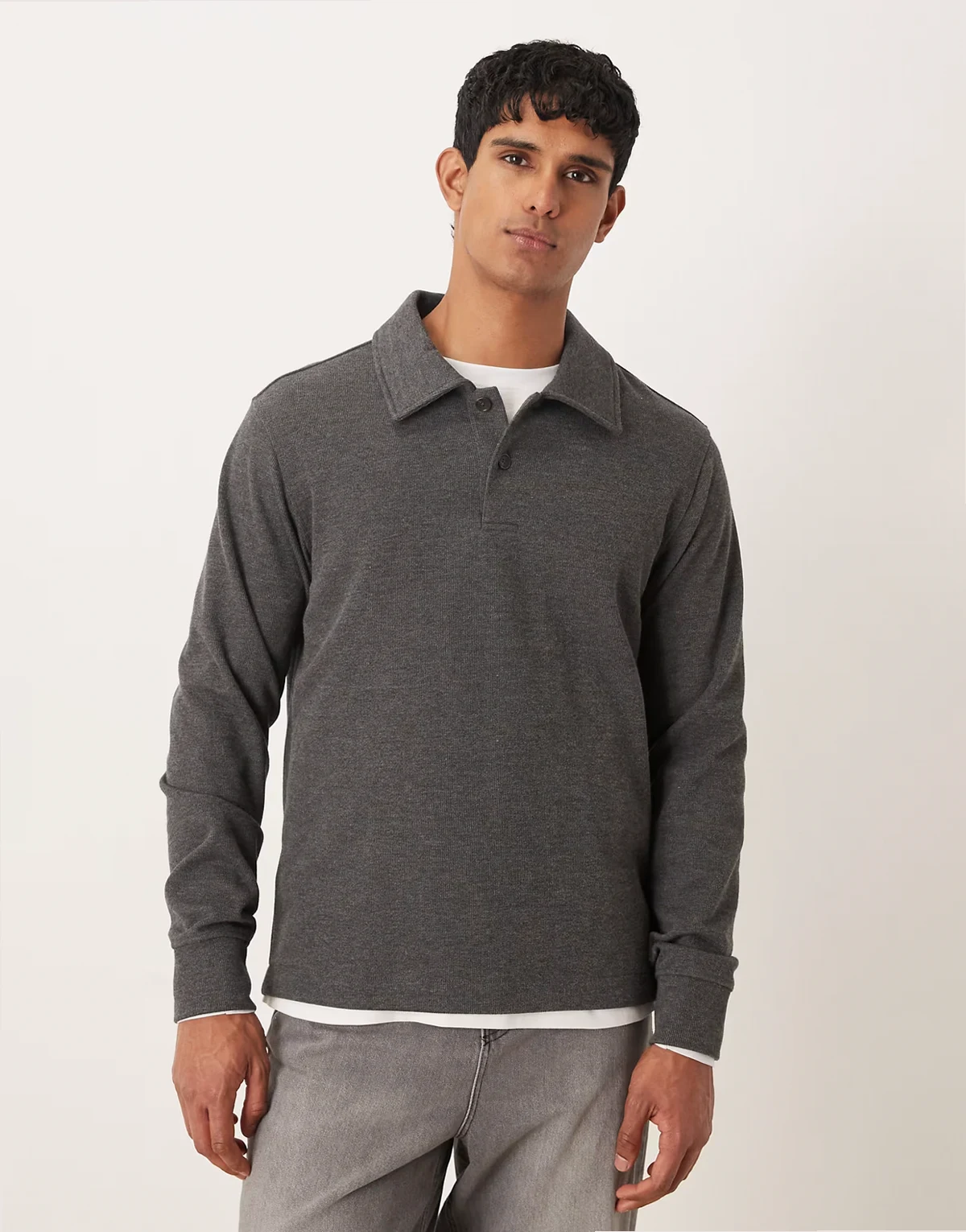 – Classic – Polo-Sweatshirt in Anthrazit