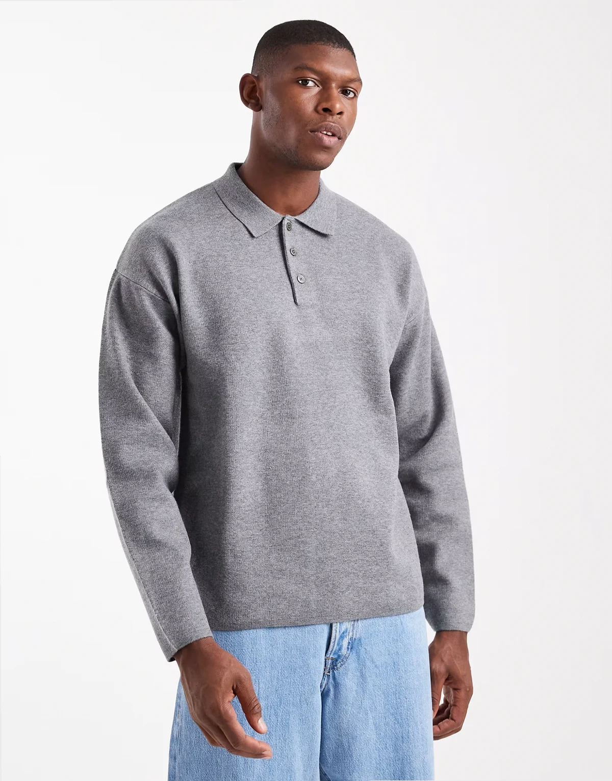 – Hochwertiges Strick-Polohemd in Grau