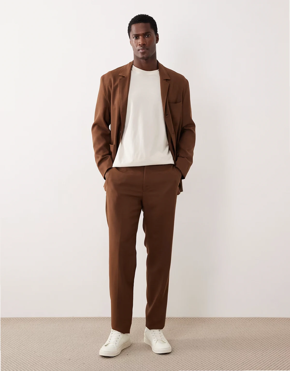 bergamo premium wool mix tailored suit pants in burnt orange