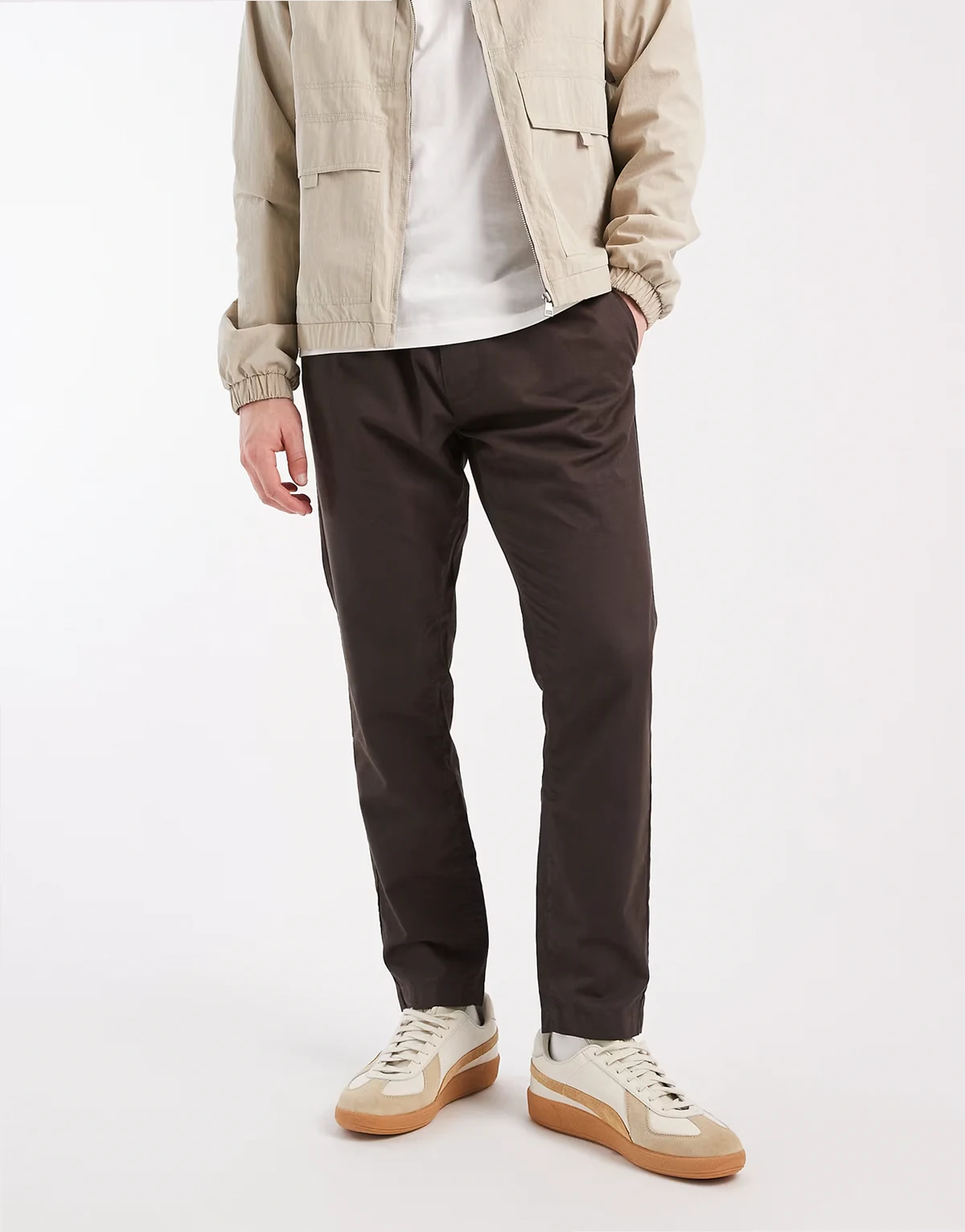 – Hose in Anthrazit aus Baumwoll-Twill mit elastischem Bund