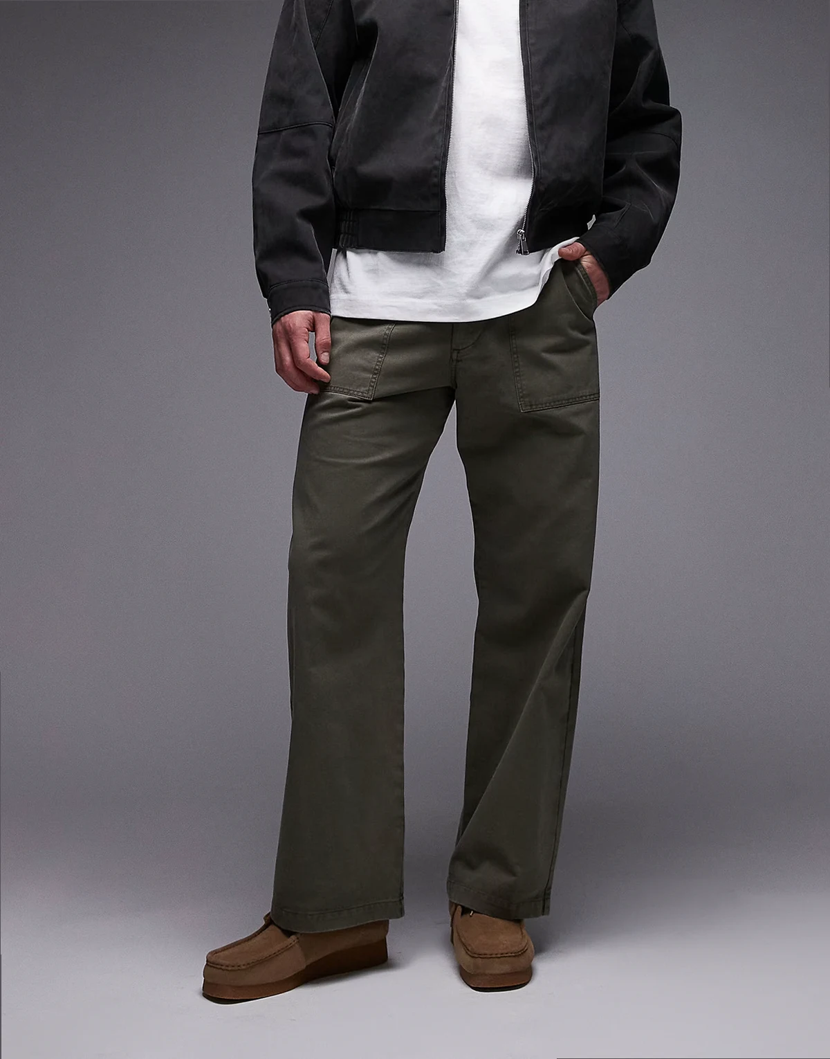 heino straight leg pants in khaki