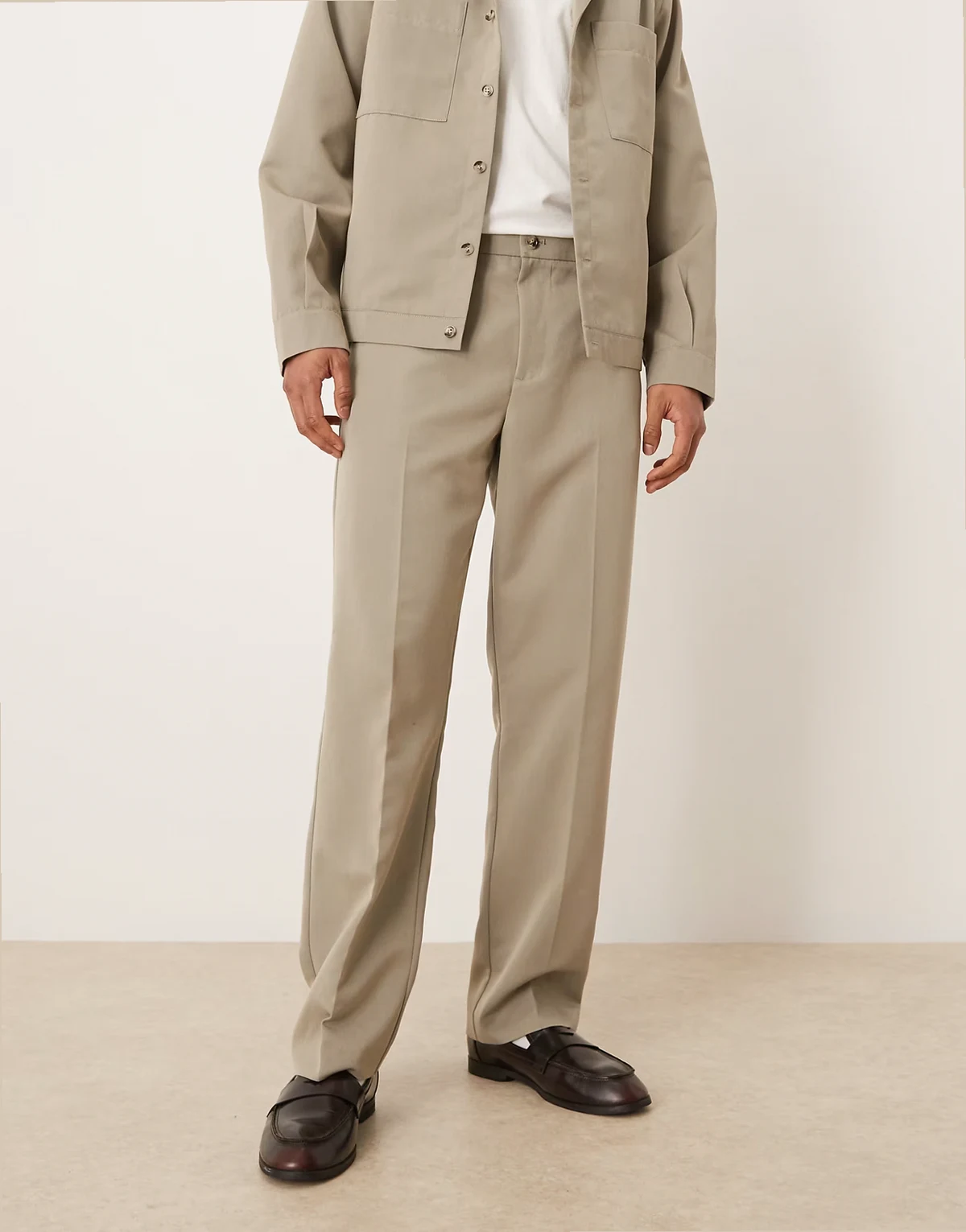smart straight pants in sage - part of a set