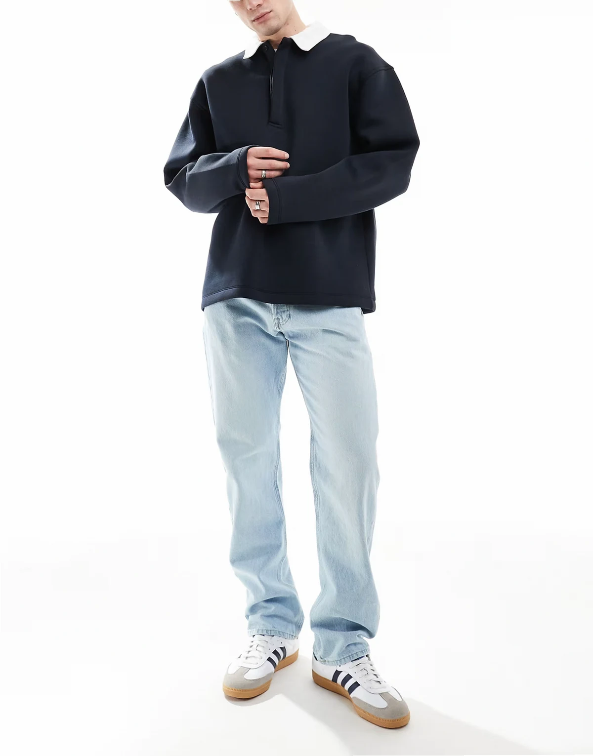 – Chris – Straight Jeans ohne Stretchanteil in blauer Waschung