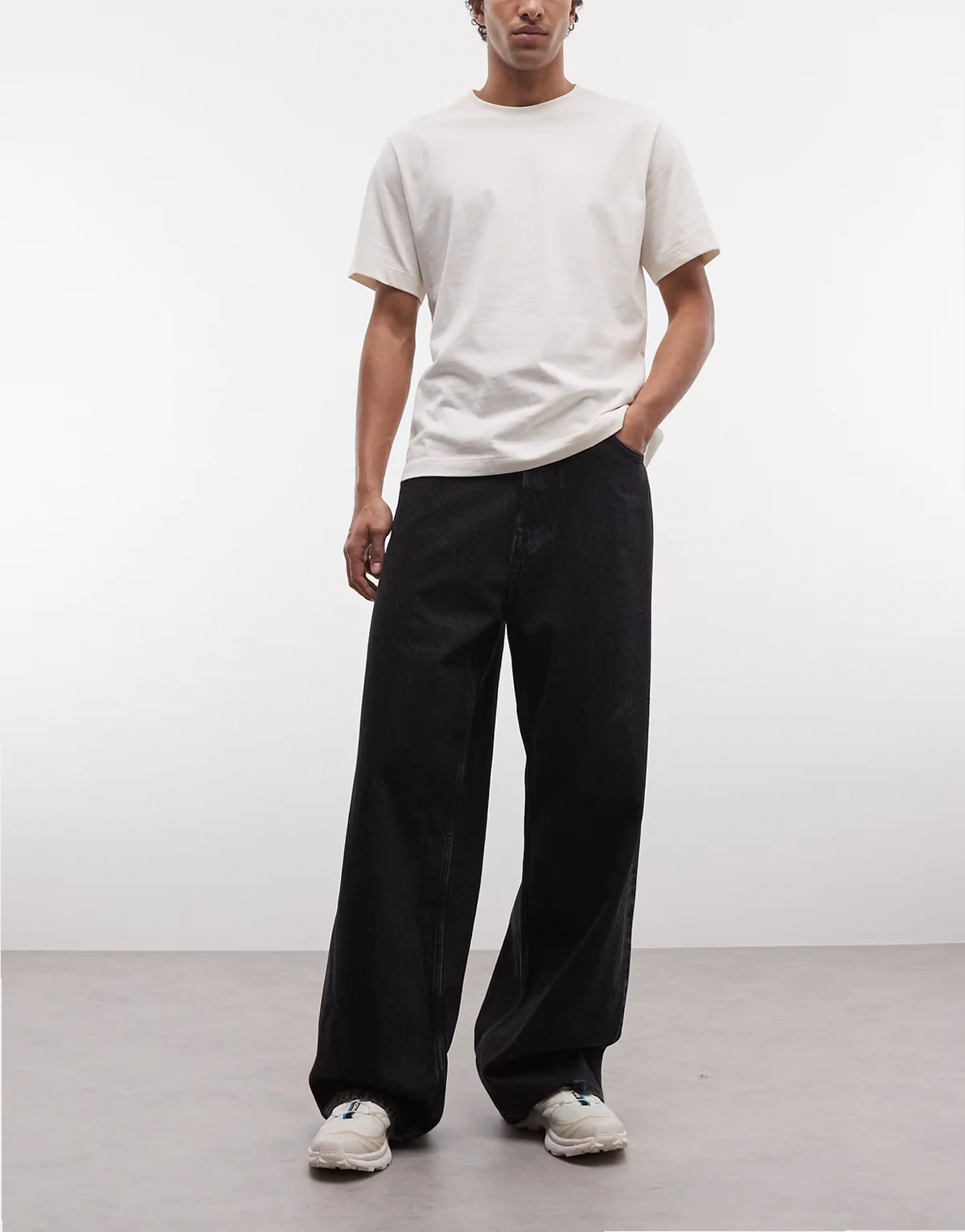 Astro PU back pocket jeans in washed black