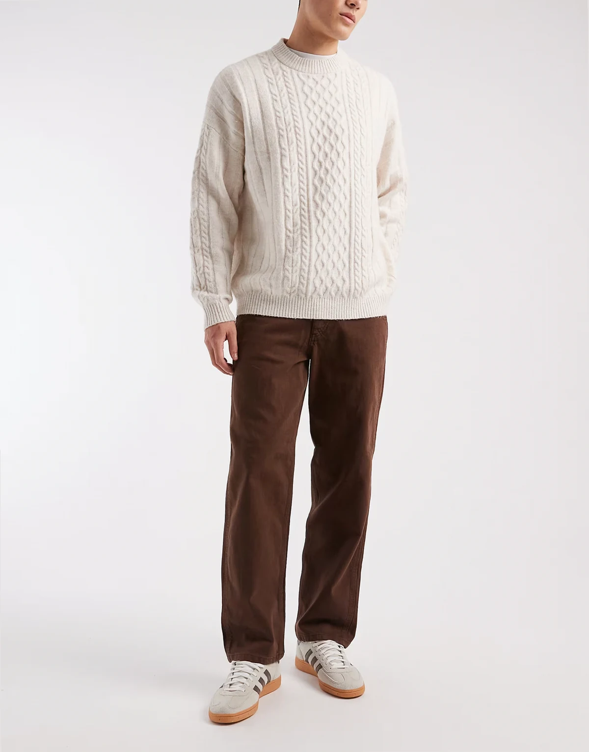 – Eddie – Brązowe, luźne jeansy w stylu roboczym