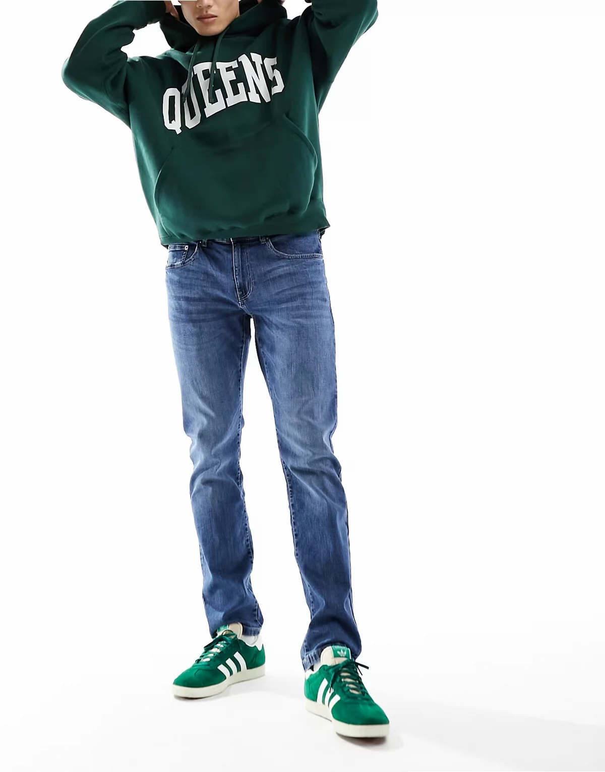 – Weft – Niebieskie jeansy o regularnym kroju ze stretchem