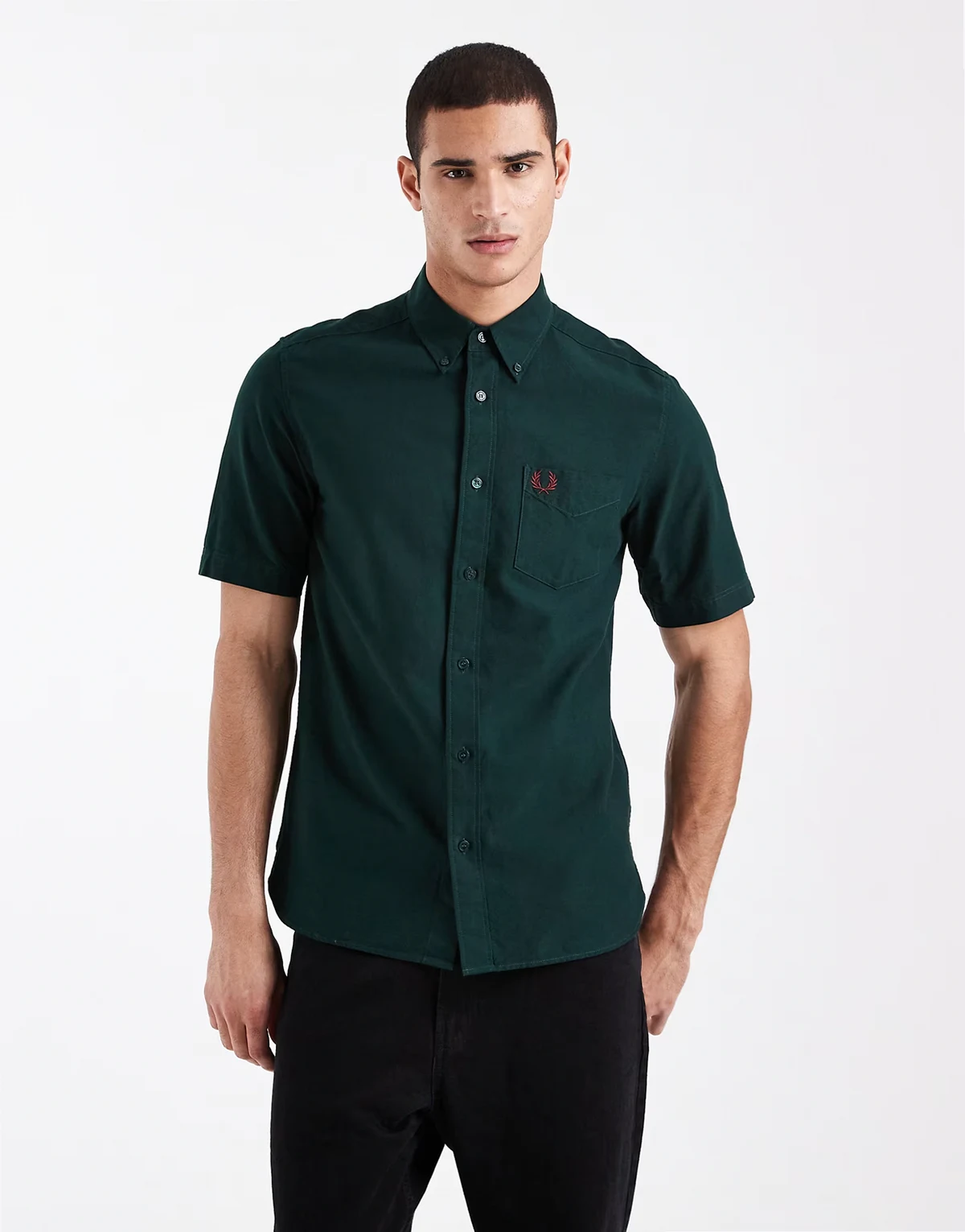 logo oxford shirt in dark green